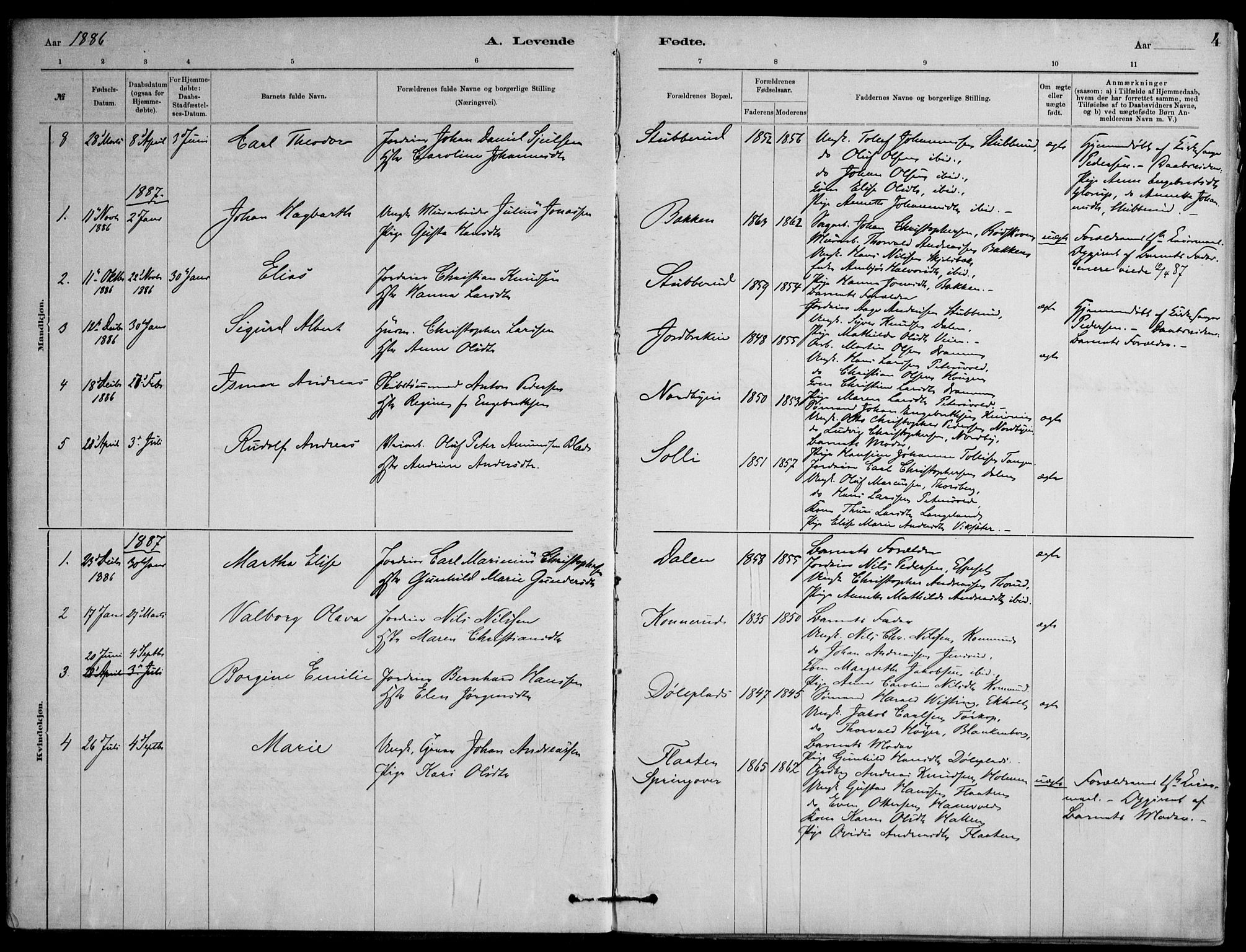 Skoger kirkebøker, AV/SAKO-A-59/F/Fb/L0001: Ministerialbok nr. II 1, 1885-1913, s. 4
