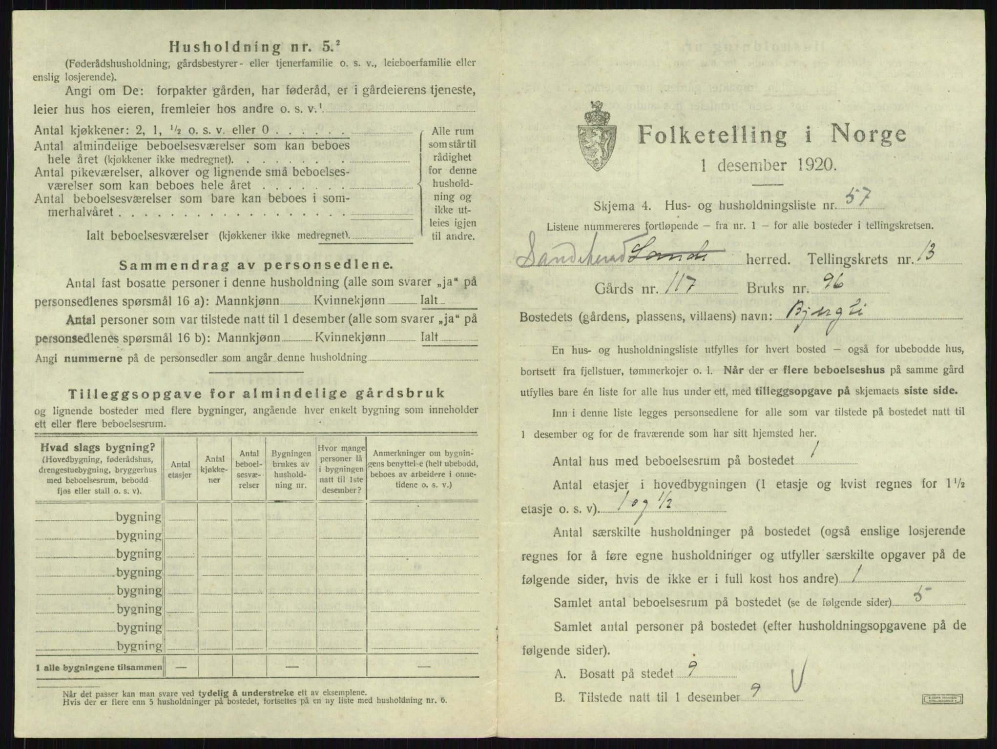 SAKO, Folketelling 1920 for 0724 Sandeherred herred, 1920, s. 2849