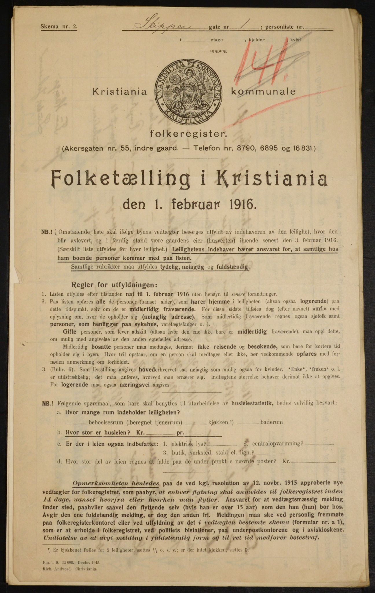 OBA, Kommunal folketelling 1.2.1916 for Kristiania, 1916, s. 97905