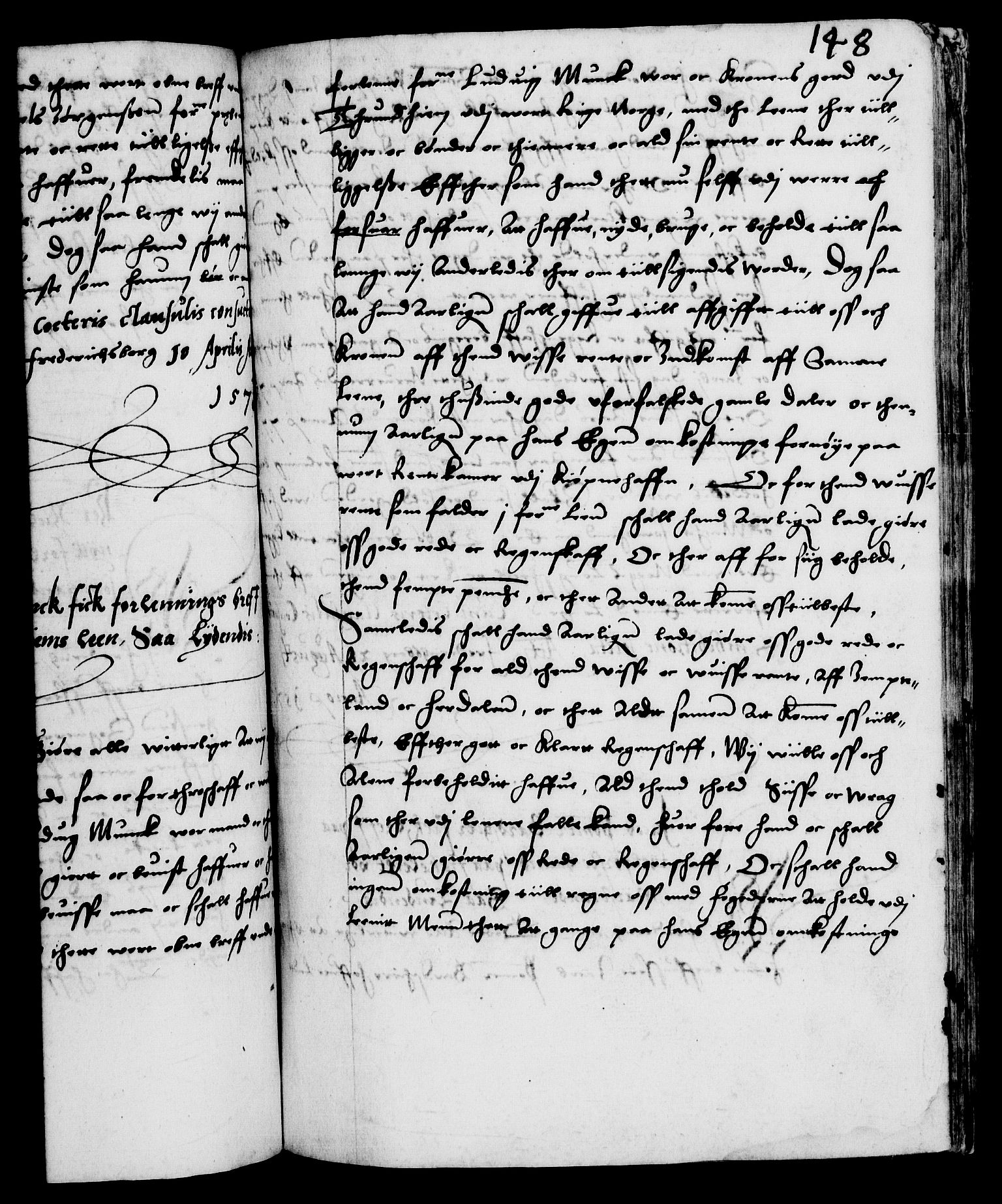 Danske Kanselli 1572-1799, RA/EA-3023/F/Fc/Fca/Fcaa/L0001: Norske registre (mikrofilm), 1572-1588, s. 148a