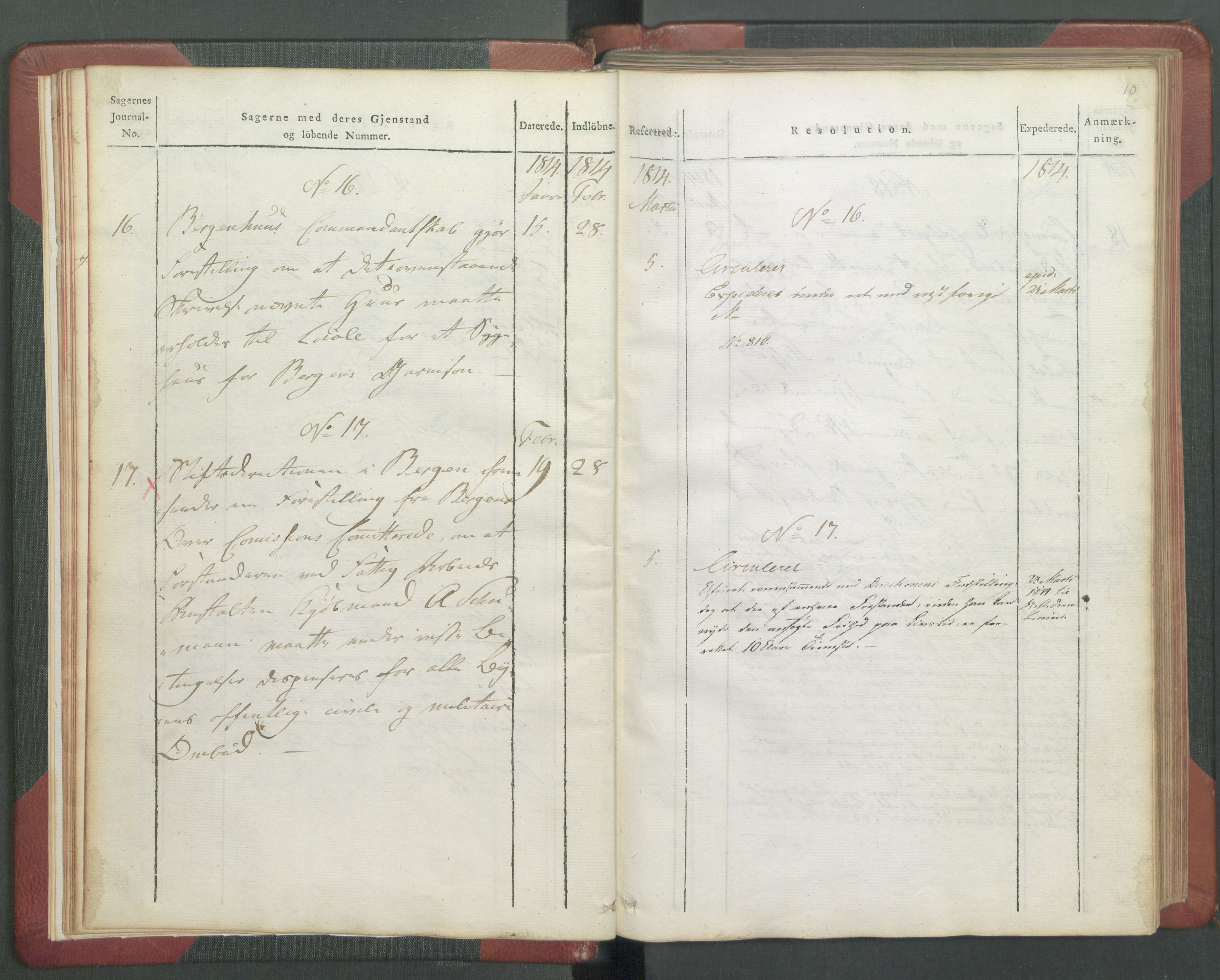 Departementene i 1814, AV/RA-S-3899/Fb/L0029: Journal A 1-900 (ekstraktprotokoll), 1814, s. 10