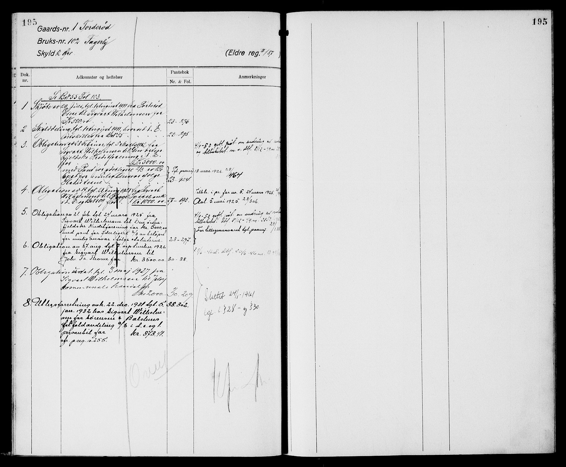 Moss sorenskriveri, AV/SAO-A-10168: Panteregister nr. XI 1, 1788-1961, s. 195