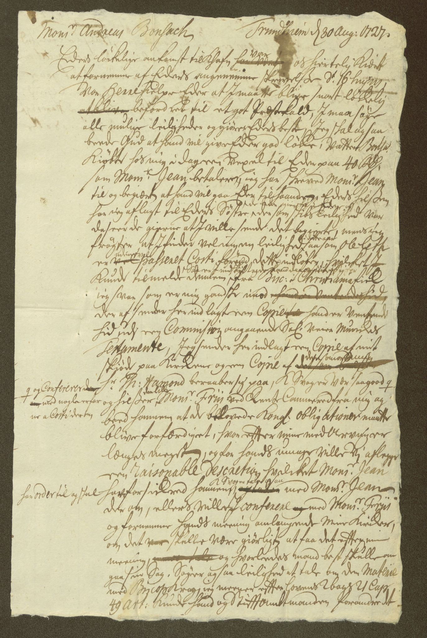 Horneman, AV/SAT-PA-0236/G/L0130: Familiebrev og dokumenter: Bonsach, 1727-1763, s. 7