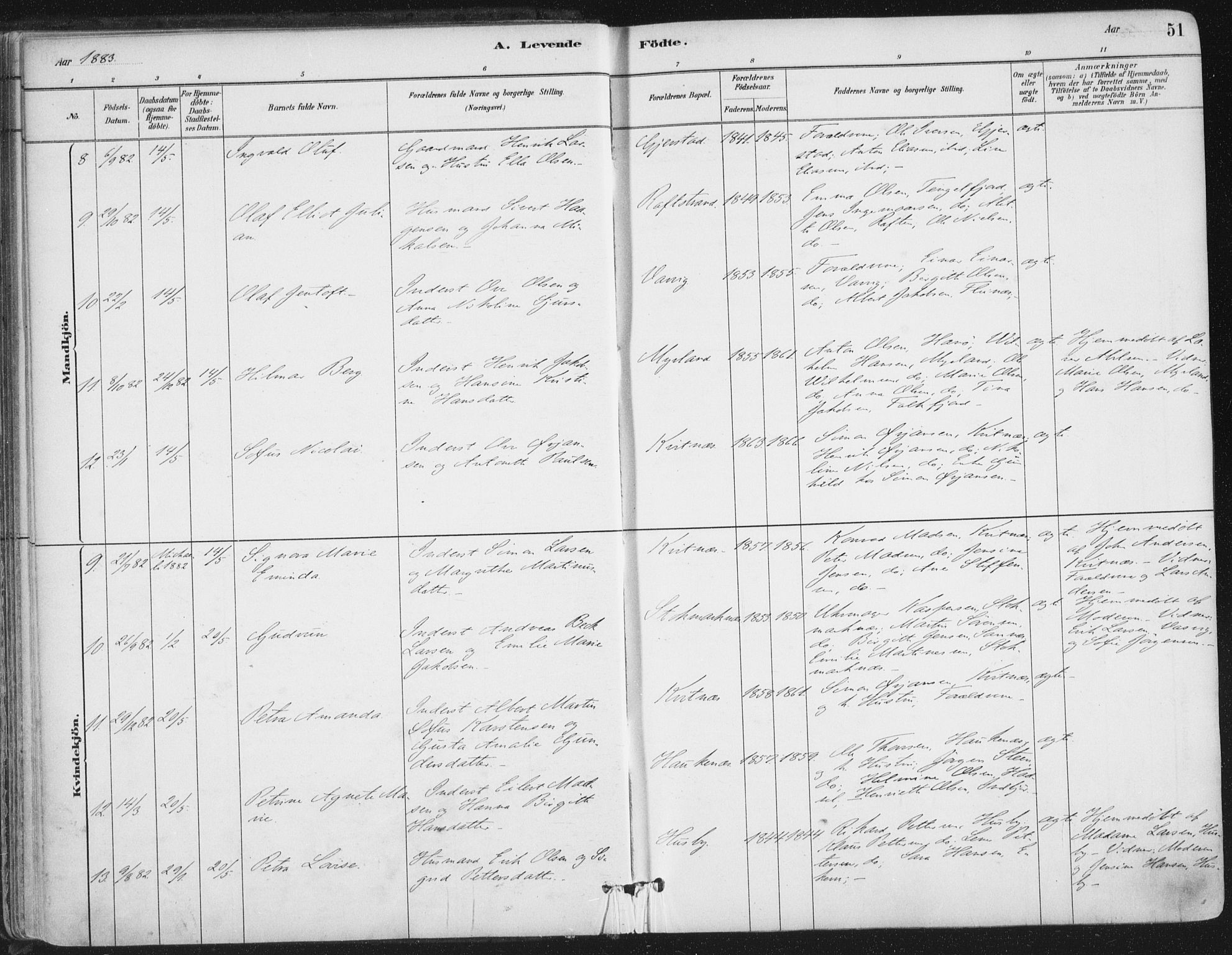 Ministerialprotokoller, klokkerbøker og fødselsregistre - Nordland, SAT/A-1459/888/L1244: Ministerialbok nr. 888A10, 1880-1890, s. 51