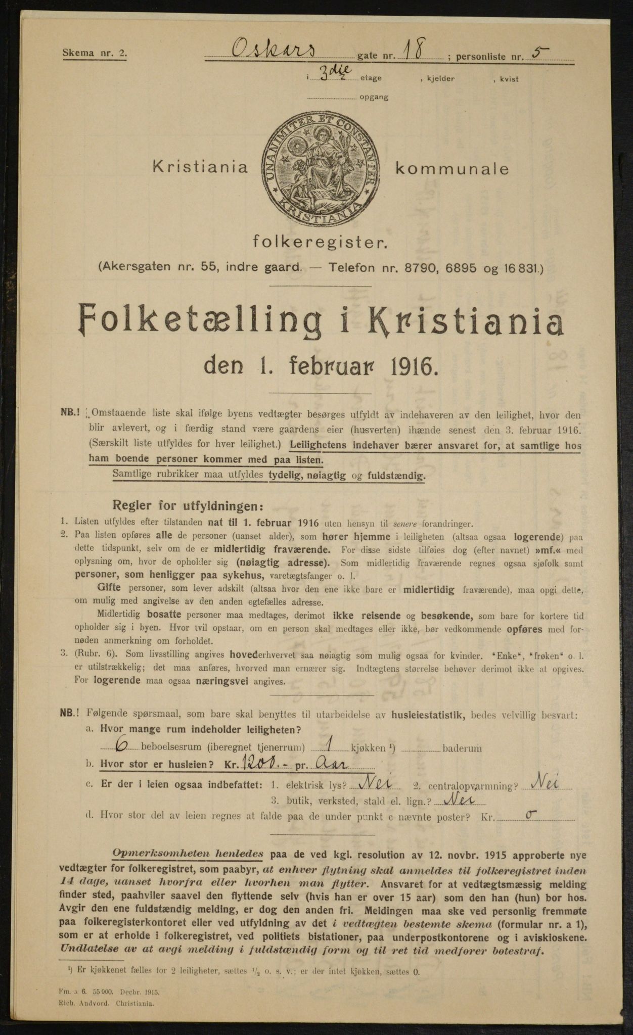 OBA, Kommunal folketelling 1.2.1916 for Kristiania, 1916, s. 78113