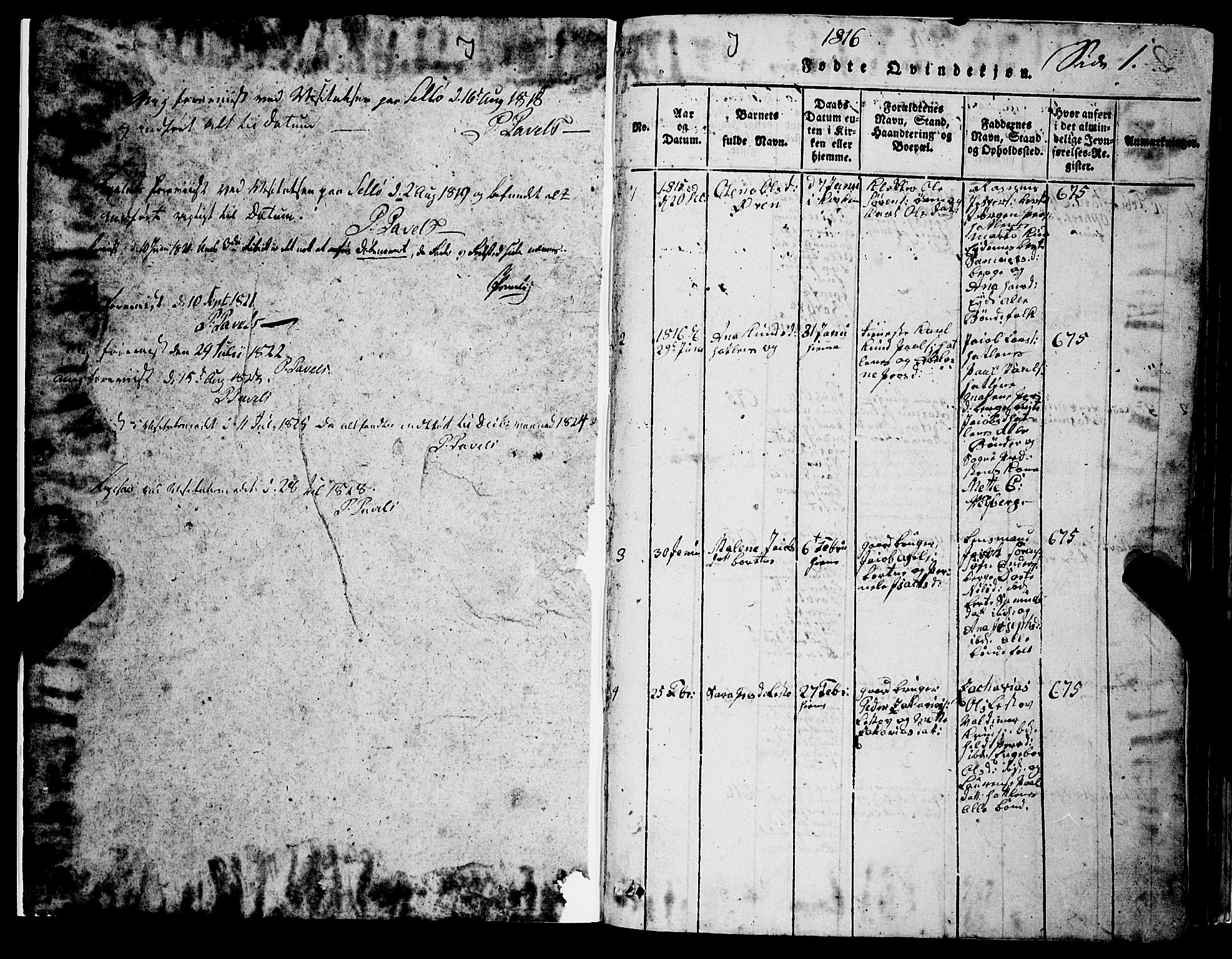 Selje sokneprestembete, AV/SAB-A-99938/H/Ha/Hab/Haba: Klokkerbok nr. A 1, 1816-1828, s. 0-1