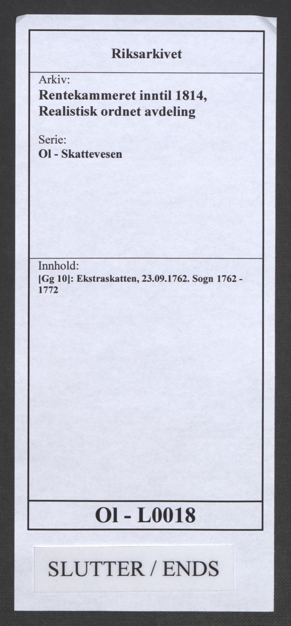 Rentekammeret inntil 1814, Realistisk ordnet avdeling, RA/EA-4070/Ol/L0018: [Gg 10]: Ekstraskatten, 23.09.1762. Sogn, 1762-1772, s. 440