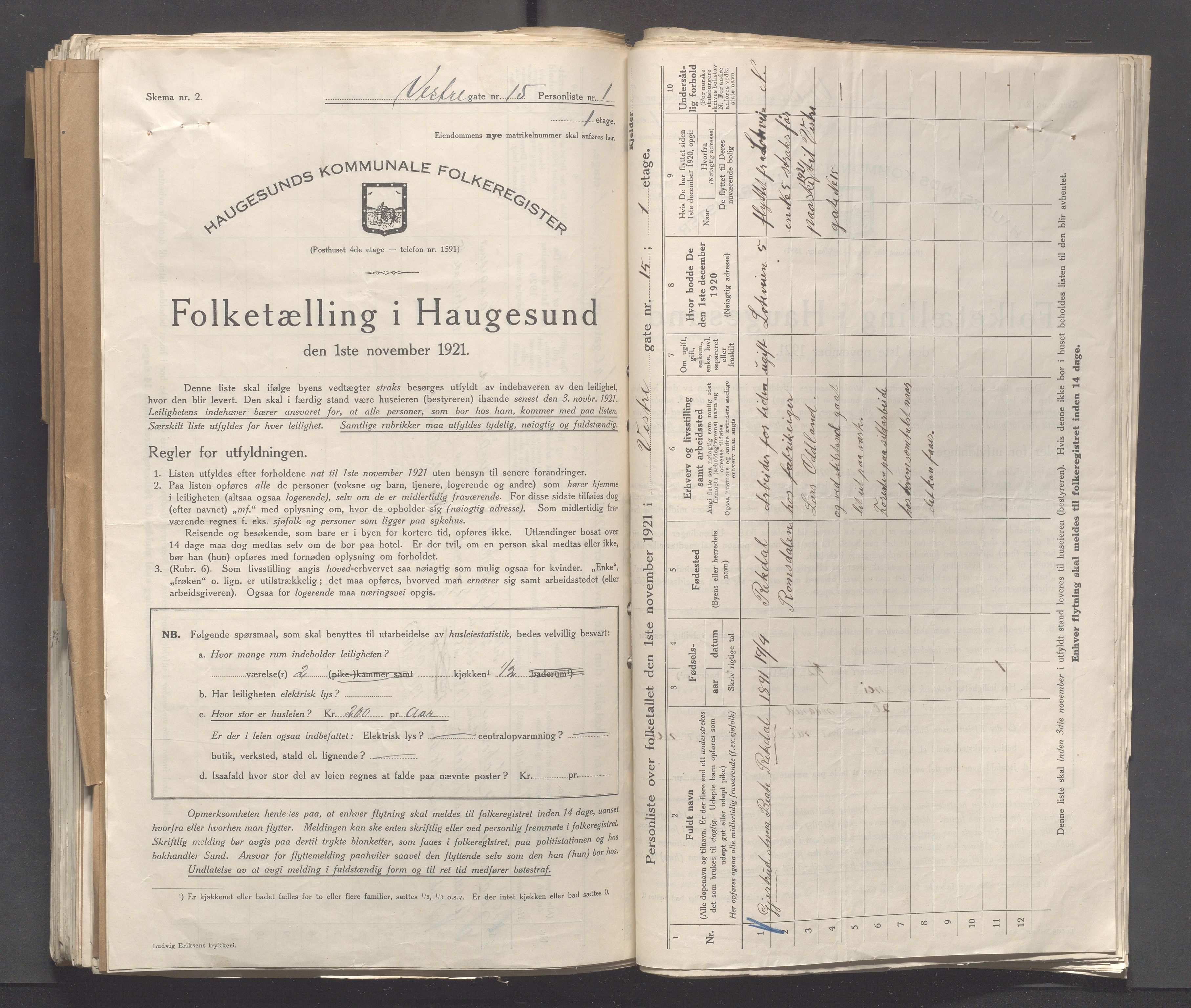 IKAR, Kommunal folketelling 1.11.1921 for Haugesund, 1921, s. 6592