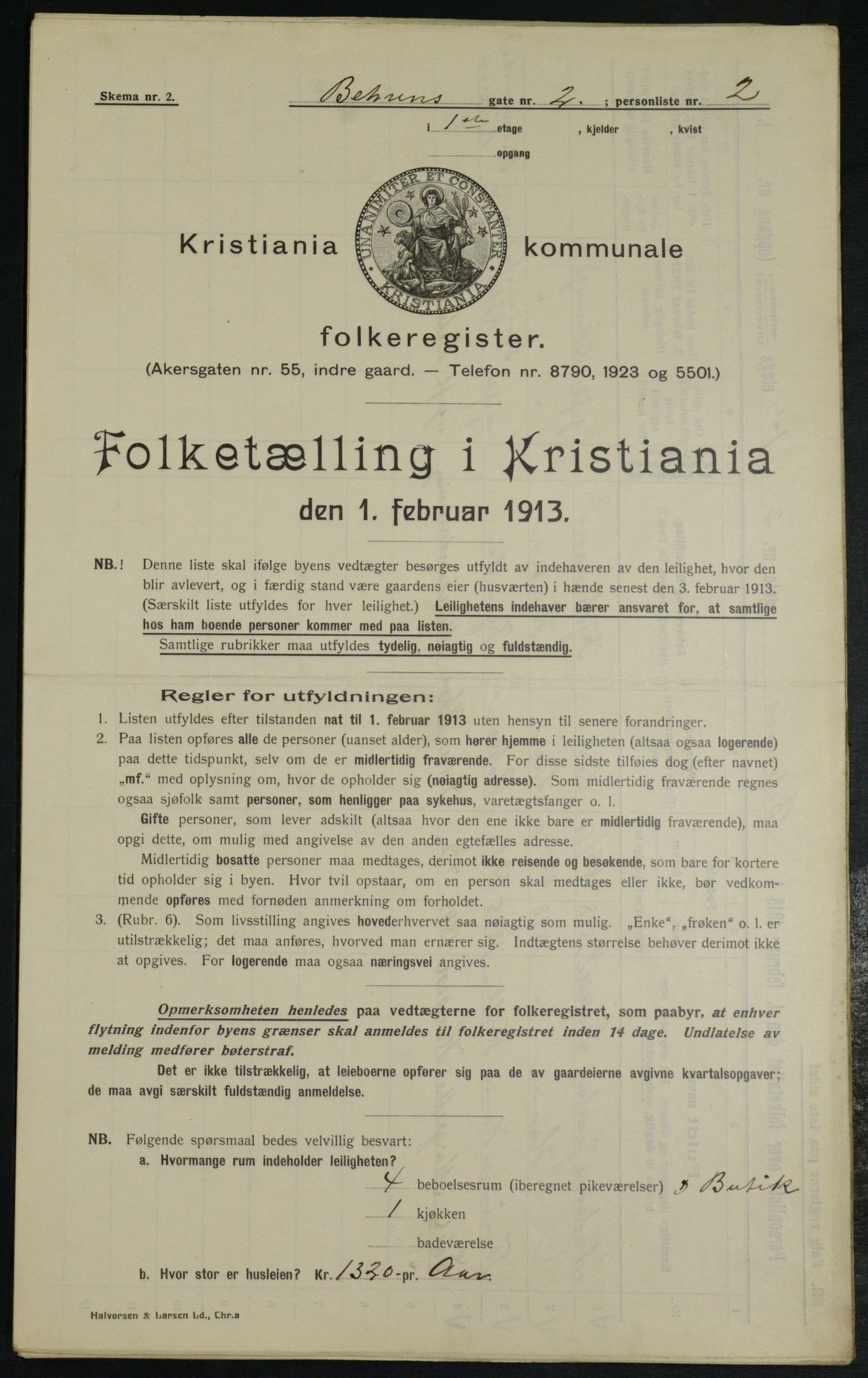 OBA, Kommunal folketelling 1.2.1913 for Kristiania, 1913, s. 3219