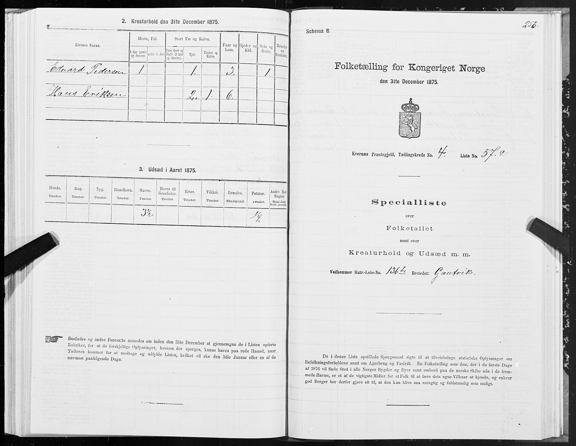 SAT, Folketelling 1875 for 1553P Kvernes prestegjeld, 1875, s. 2256