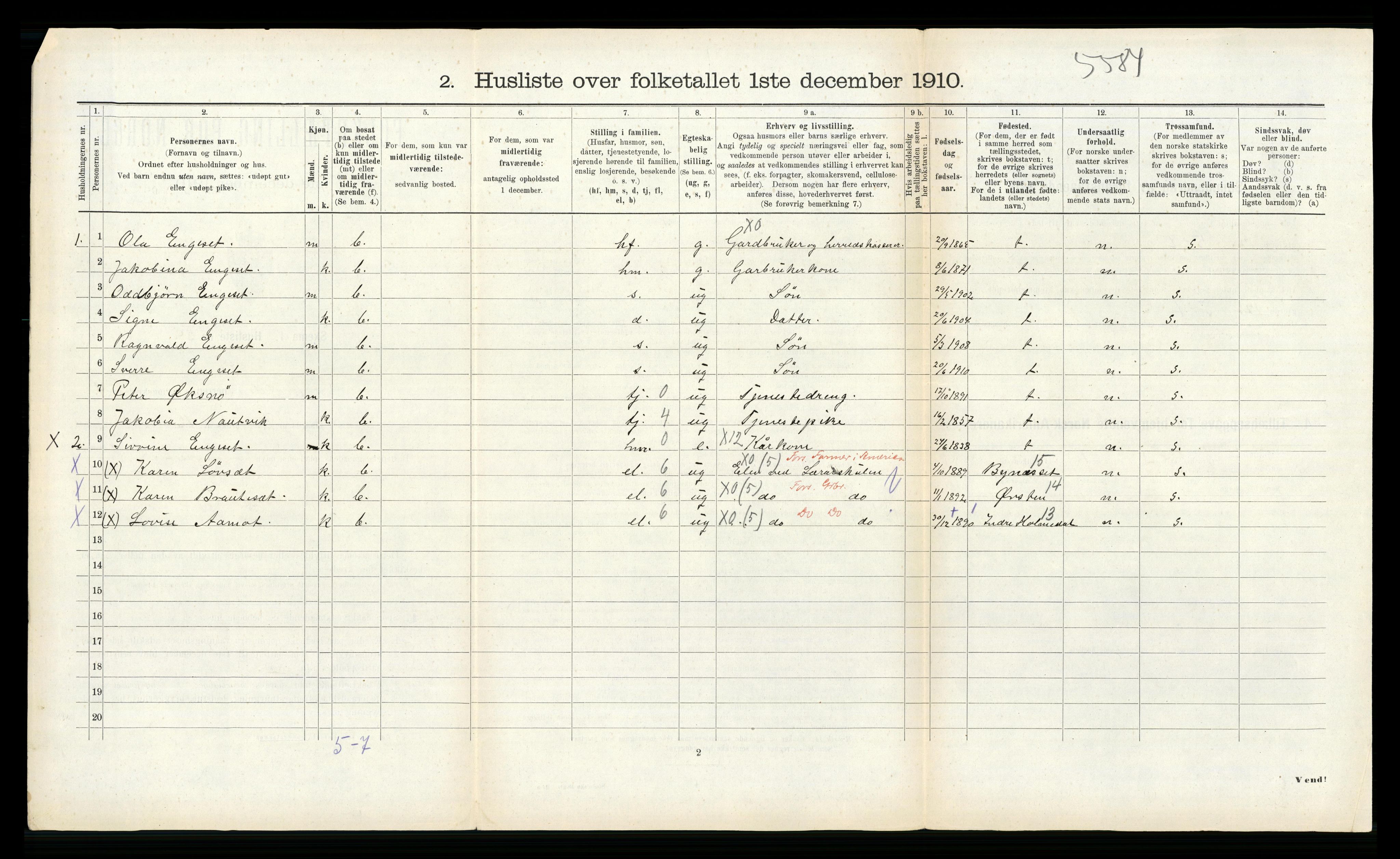 RA, Folketelling 1910 for 1519 Volda herred, 1910, s. 311