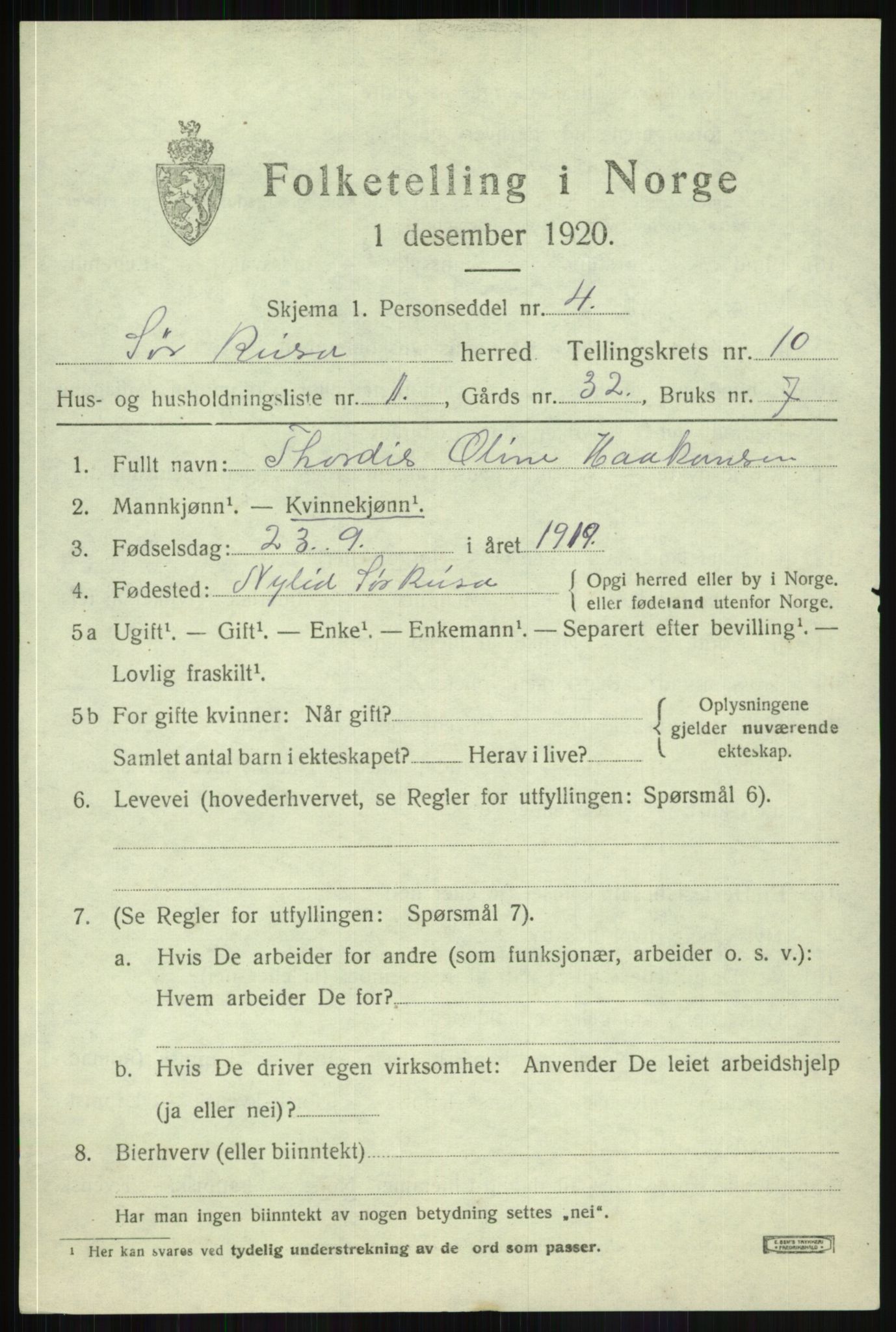 SATØ, Folketelling 1920 for 1925 Sørreisa herred, 1920, s. 4608