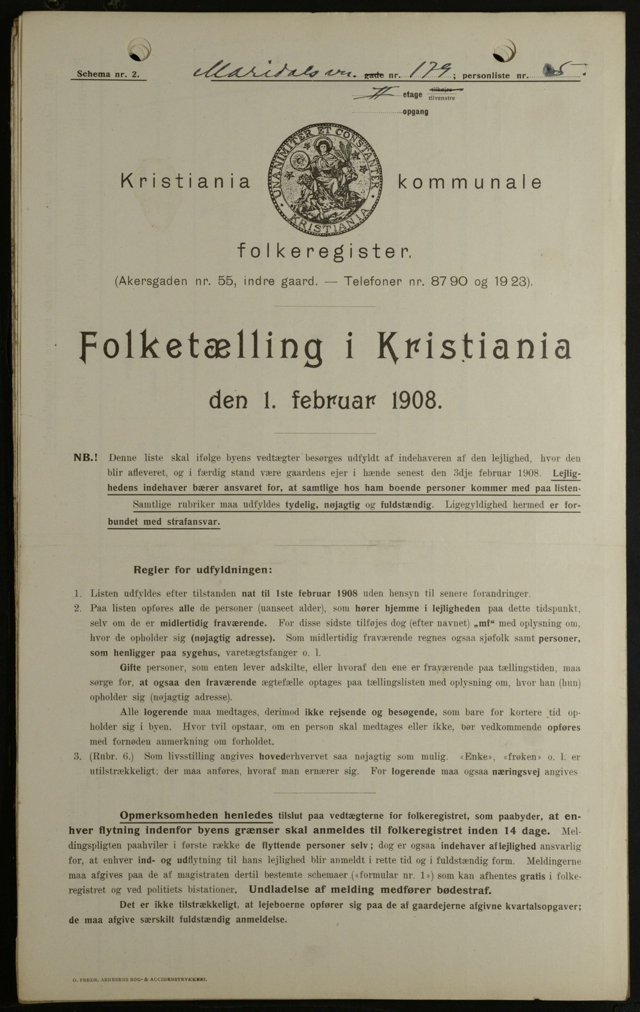 OBA, Kommunal folketelling 1.2.1908 for Kristiania kjøpstad, 1908, s. 55988
