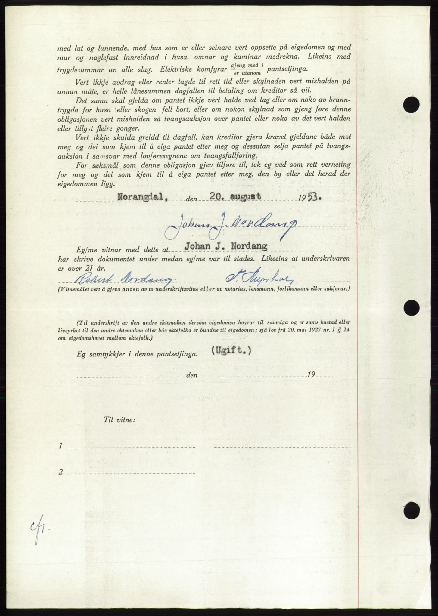 Søre Sunnmøre sorenskriveri, AV/SAT-A-4122/1/2/2C/L0123: Pantebok nr. 11B, 1953-1953, Dagboknr: 2172/1953