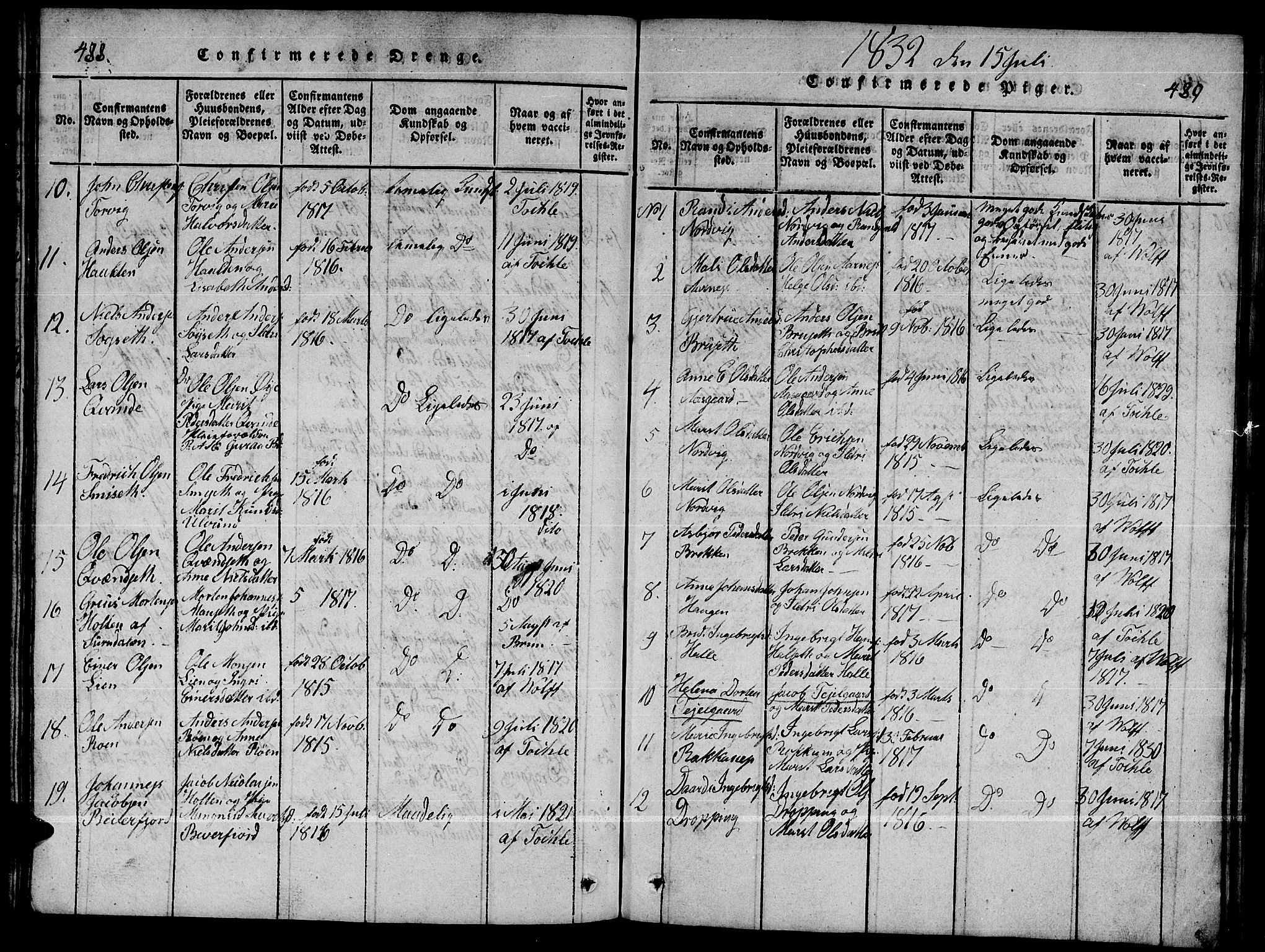 Ministerialprotokoller, klokkerbøker og fødselsregistre - Møre og Romsdal, AV/SAT-A-1454/592/L1031: Klokkerbok nr. 592C01, 1820-1833, s. 488-489