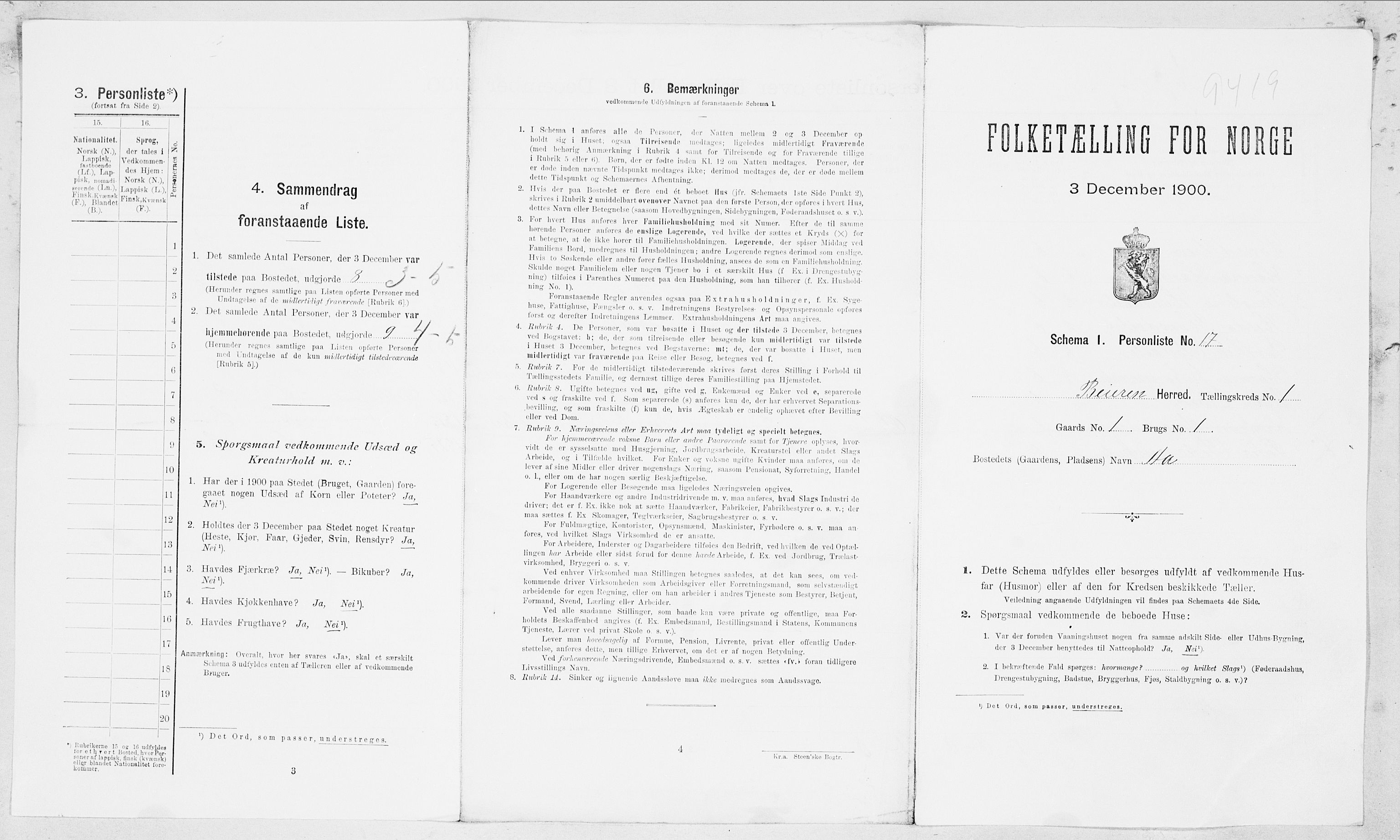 SAT, Folketelling 1900 for 1839 Beiarn herred, 1900, s. 52