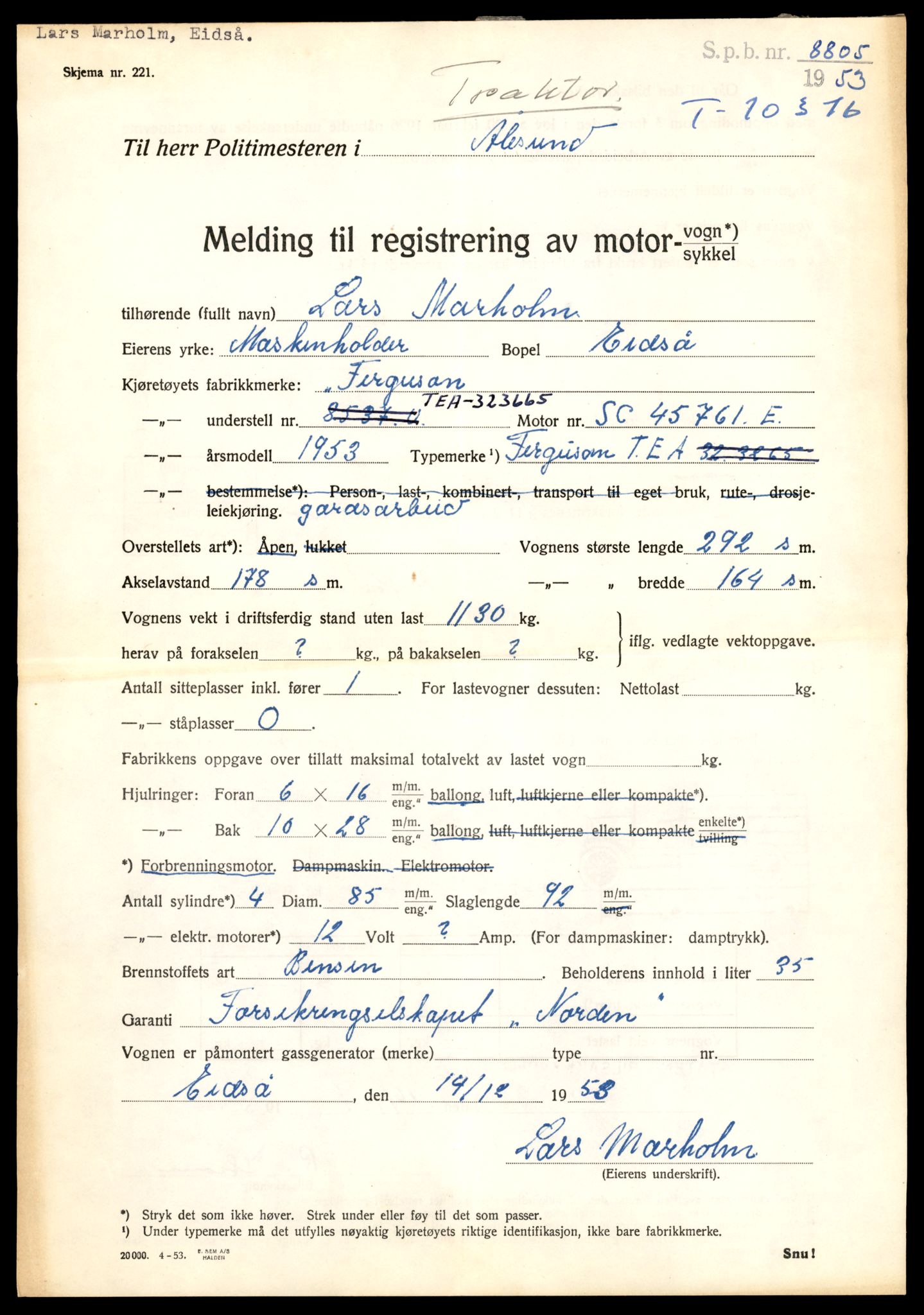 Møre og Romsdal vegkontor - Ålesund trafikkstasjon, AV/SAT-A-4099/F/Fe/L0019: Registreringskort for kjøretøy T 10228 - T 10350, 1927-1998, s. 2217