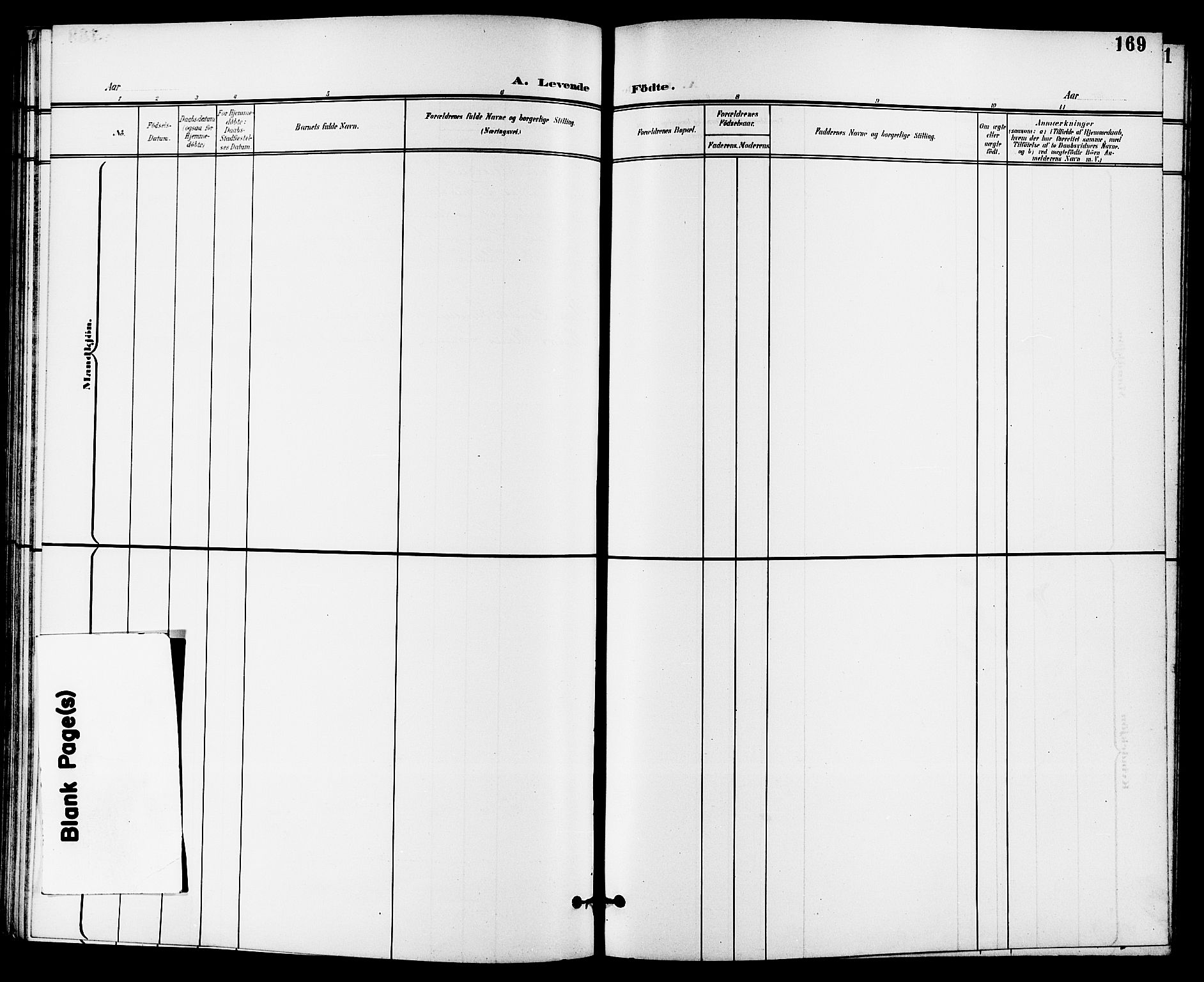 Skien kirkebøker, SAKO/A-302/G/Ga/L0008: Klokkerbok nr. 8, 1900-1910, s. 169