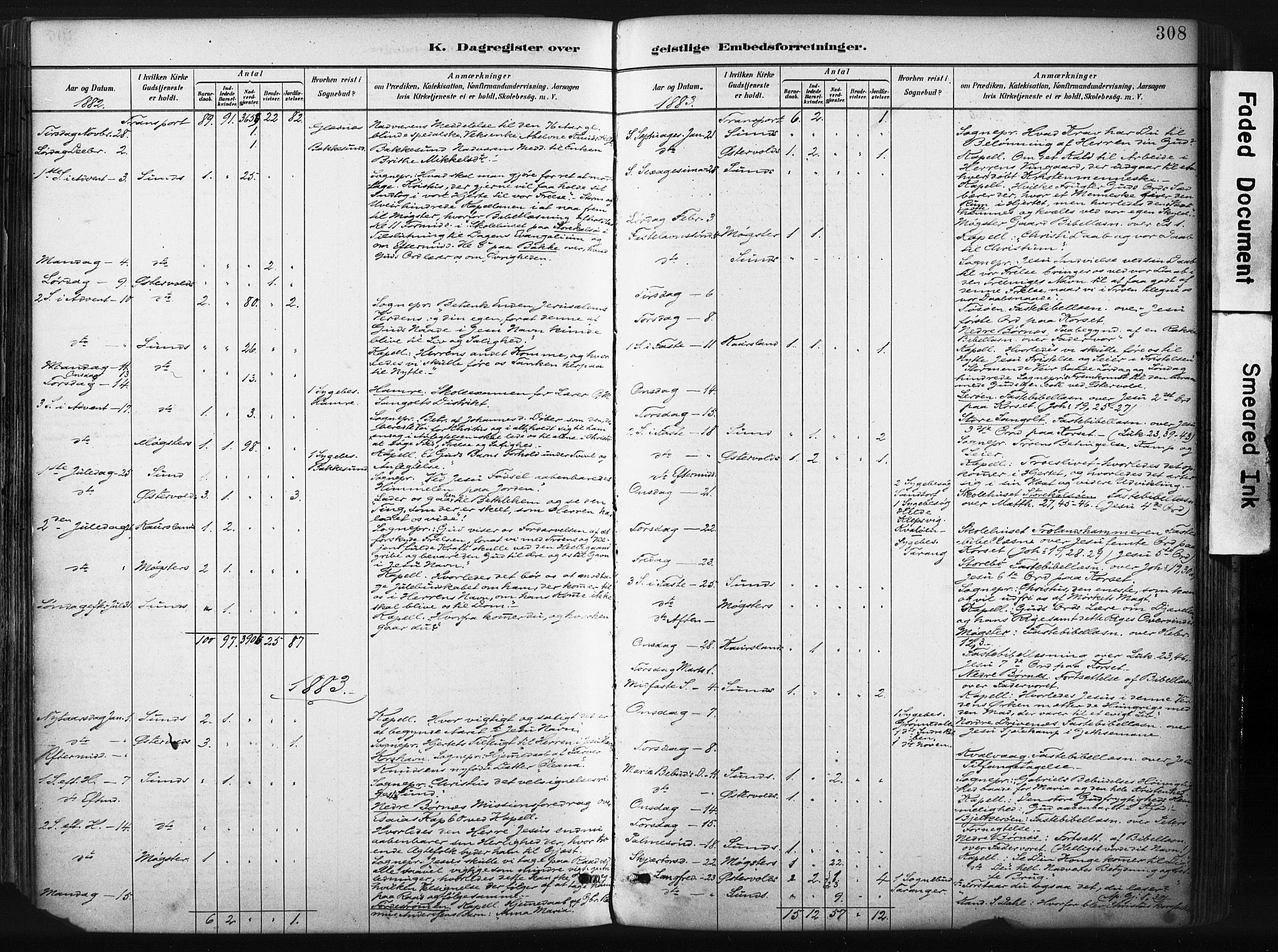 Sund sokneprestembete, SAB/A-99930: Ministerialbok nr. B 1, 1882-1907, s. 308