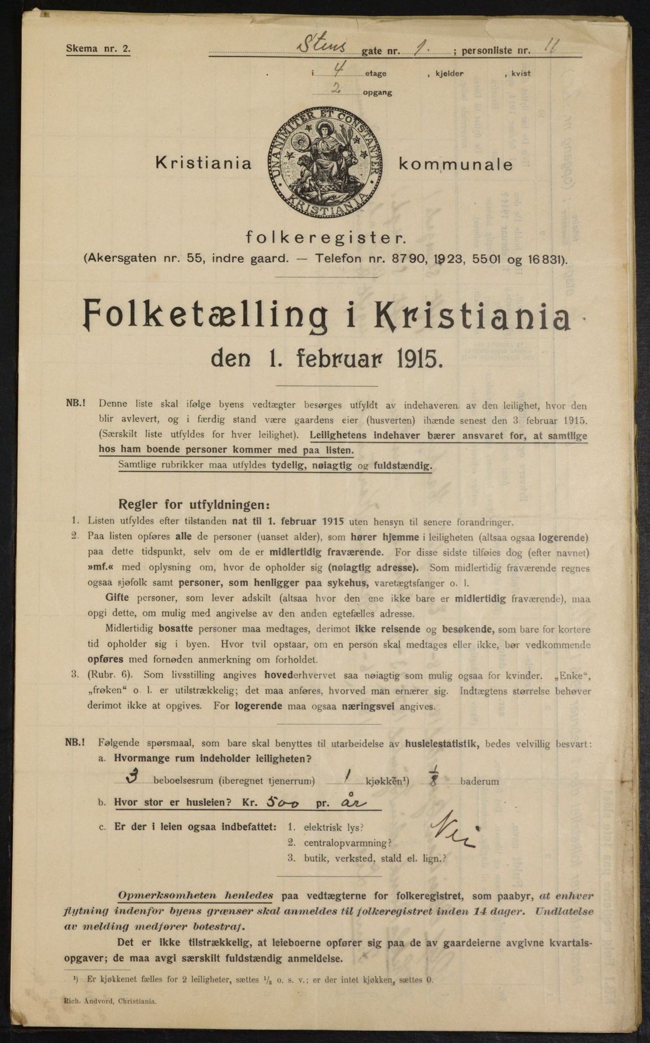 OBA, Kommunal folketelling 1.2.1915 for Kristiania, 1915, s. 101736