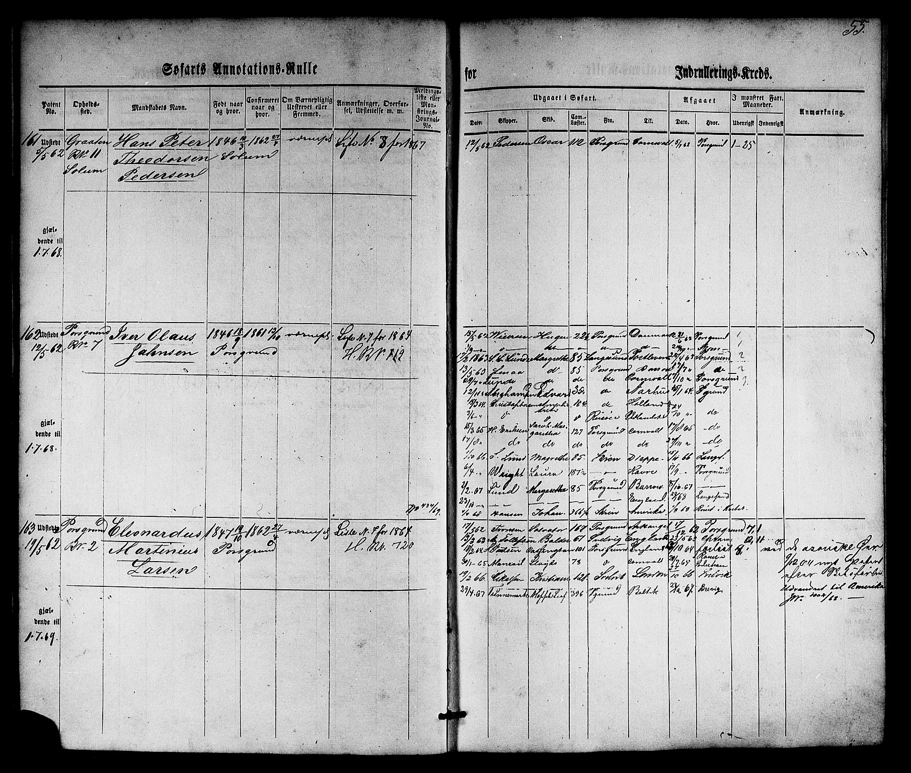 Porsgrunn innrulleringskontor, AV/SAKO-A-829/F/Fb/L0003: Annotasjonsrulle, 1860-1870, s. 83