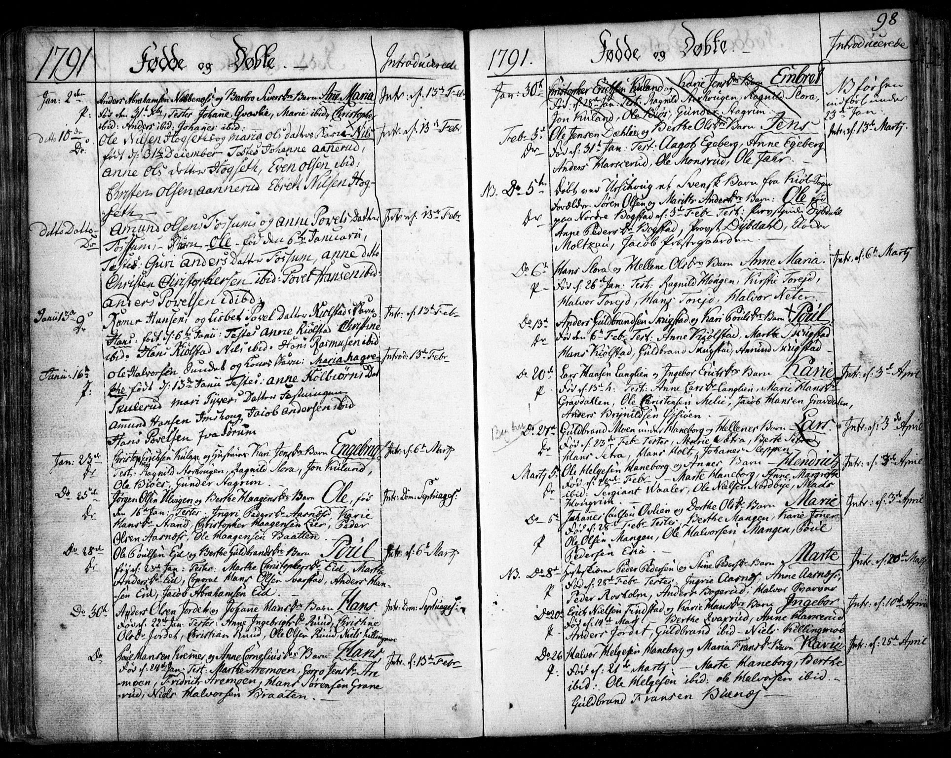 Aurskog prestekontor Kirkebøker, SAO/A-10304a/F/Fa/L0003: Ministerialbok nr. I 3, 1767-1807, s. 98