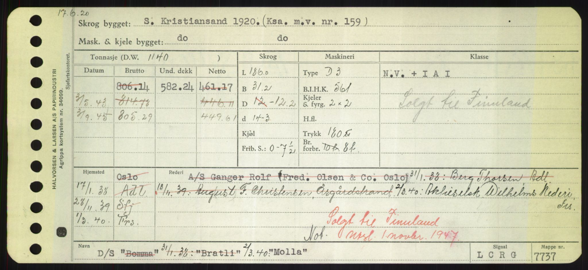 Sjøfartsdirektoratet med forløpere, Skipsmålingen, RA/S-1627/H/Hd/L0025: Fartøy, Min-Mås, s. 133