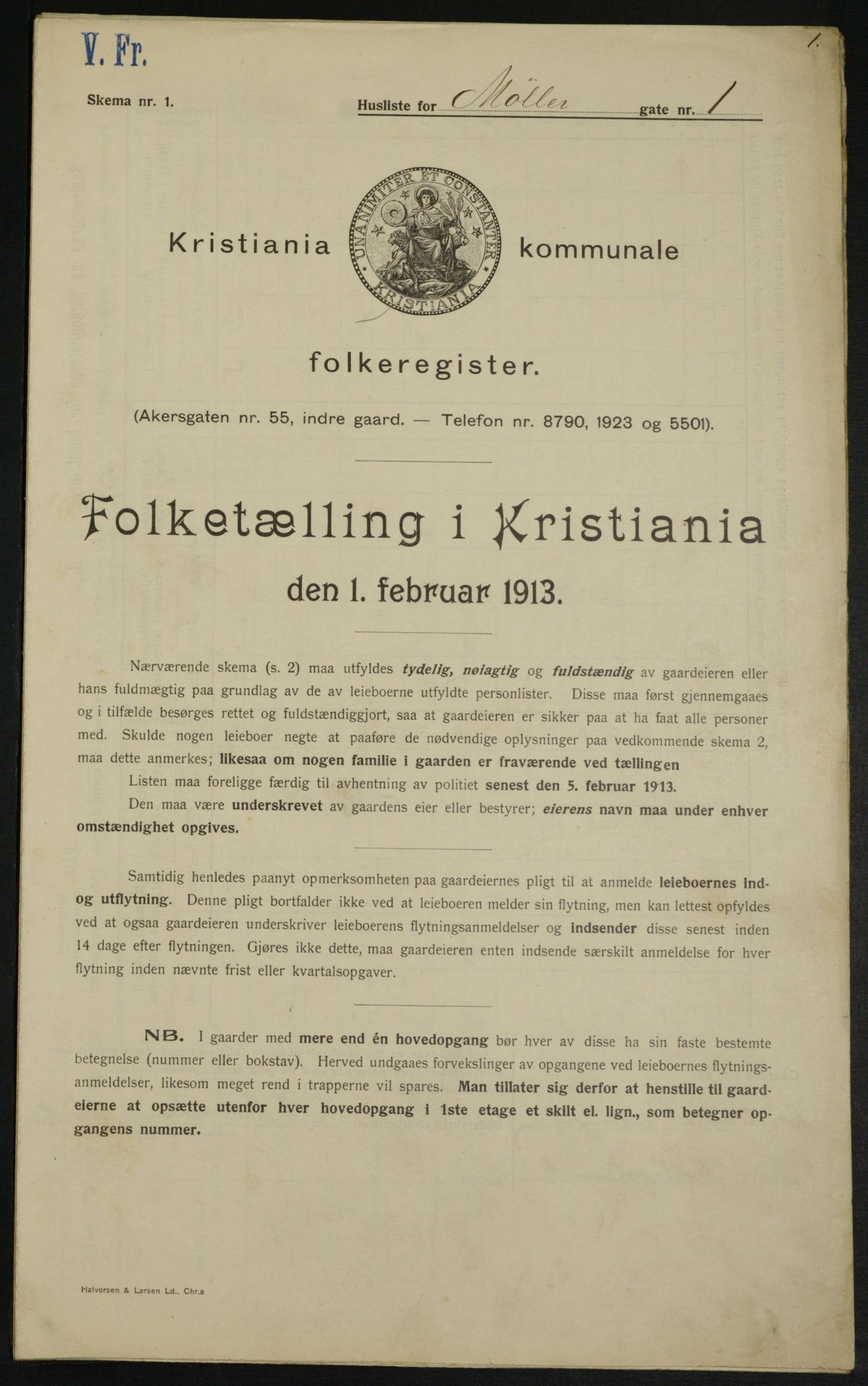 OBA, Kommunal folketelling 1.2.1913 for Kristiania, 1913, s. 68359