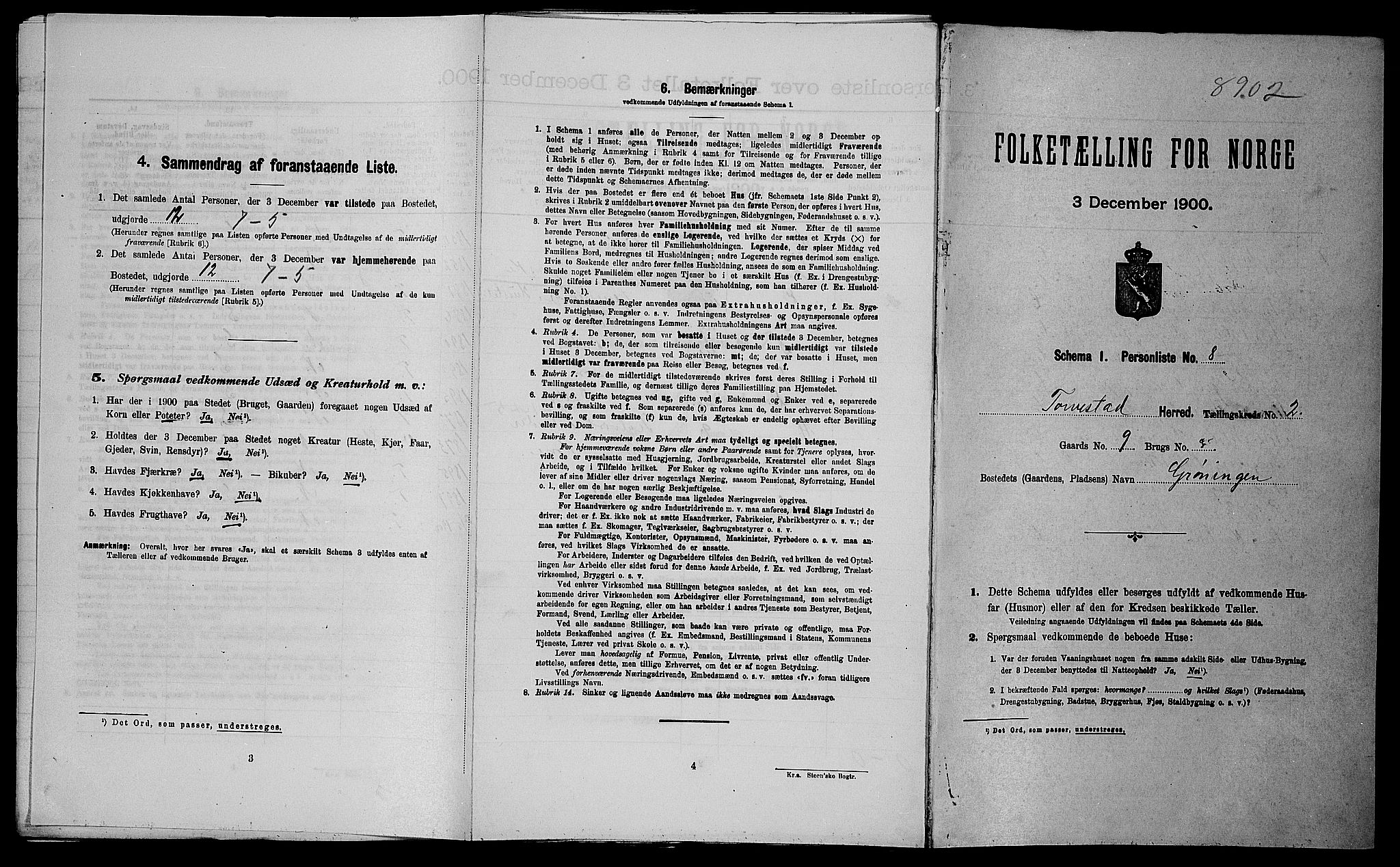 SAST, Folketelling 1900 for 1152 Torvastad herred, 1900, s. 258
