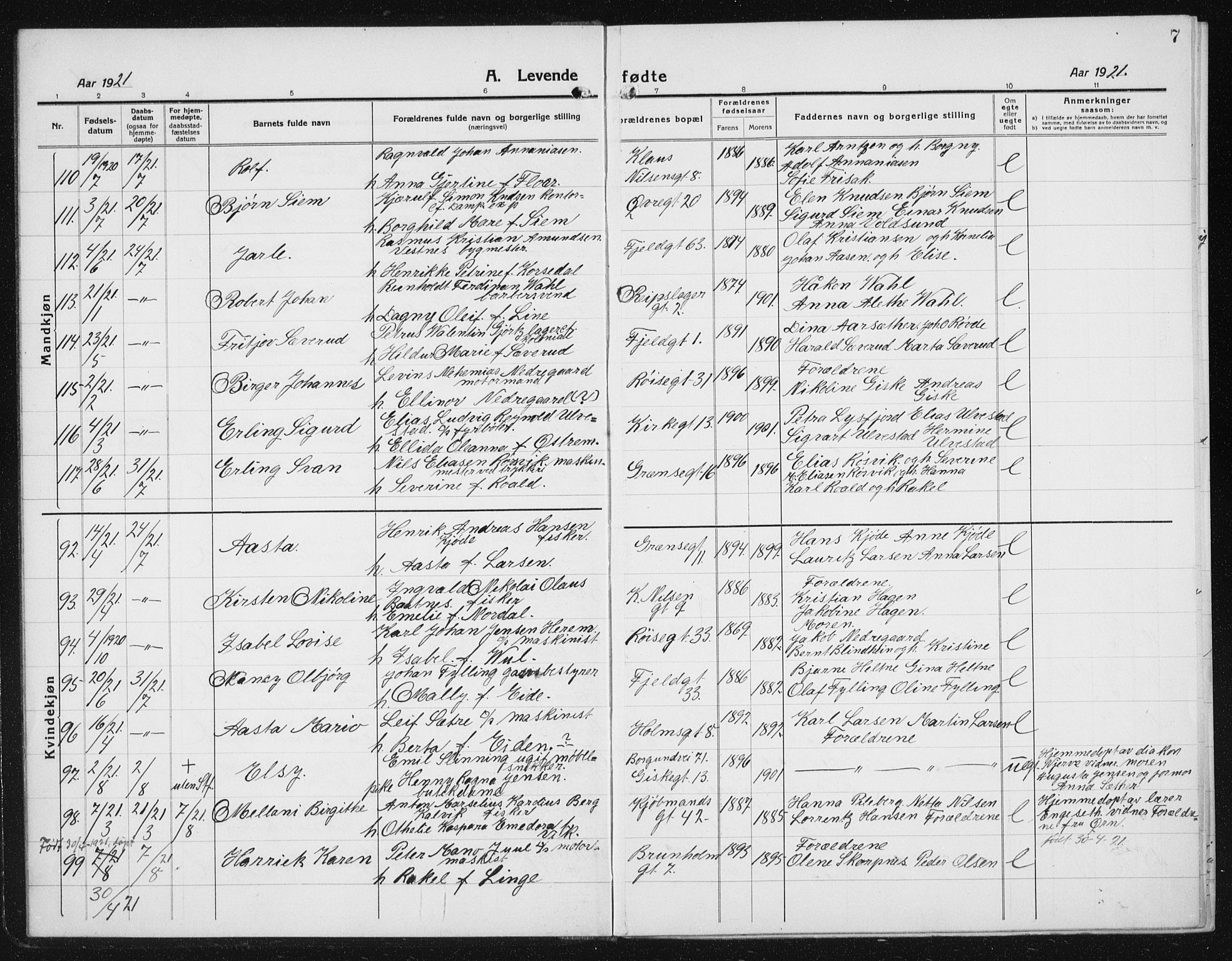 Ministerialprotokoller, klokkerbøker og fødselsregistre - Møre og Romsdal, AV/SAT-A-1454/529/L0475: Klokkerbok nr. 529C12, 1921-1934, s. 7