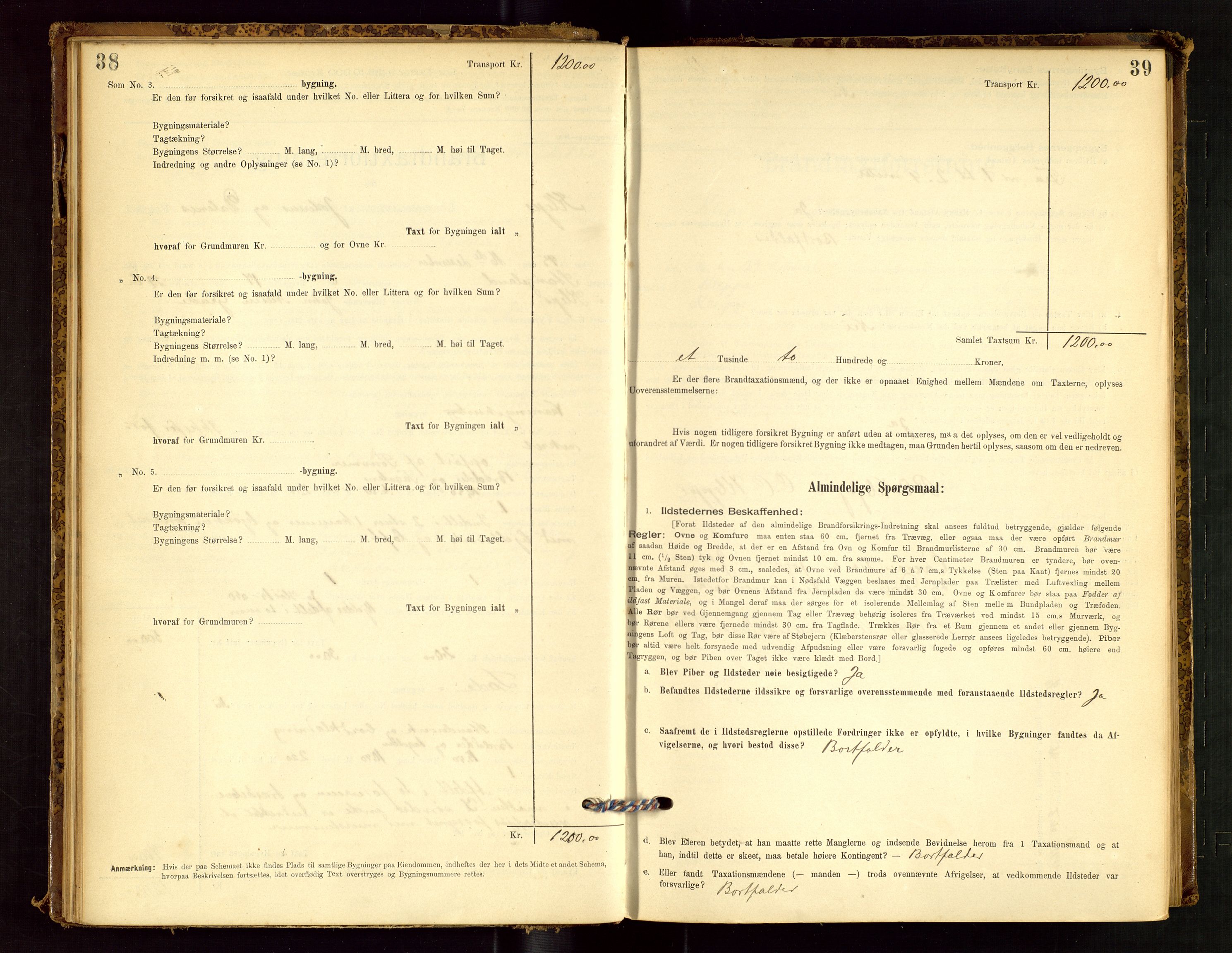 Klepp lensmannskontor, SAST/A-100163/Goc/L0001: "Brandtaxationsprotokol" m/register, 1895-1898, s. 38-39