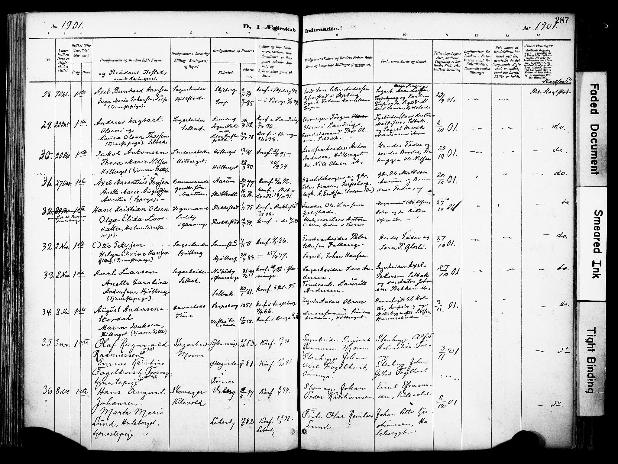 Borge prestekontor Kirkebøker, AV/SAO-A-10903/F/Fa/L0008: Ministerialbok nr. I 8B, 1887-1902, s. 287