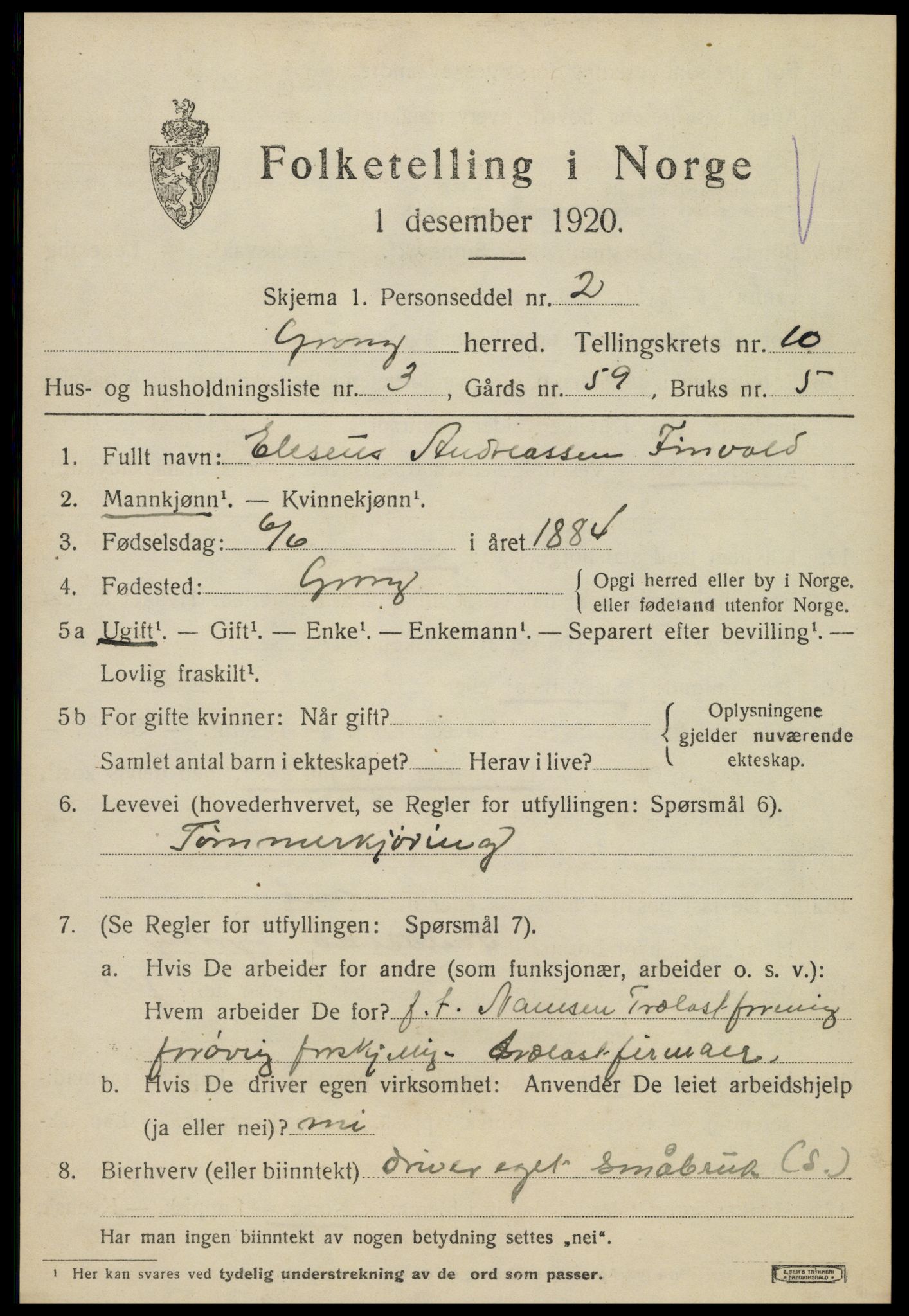 SAT, Folketelling 1920 for 1742 Grong herred, 1920, s. 5619