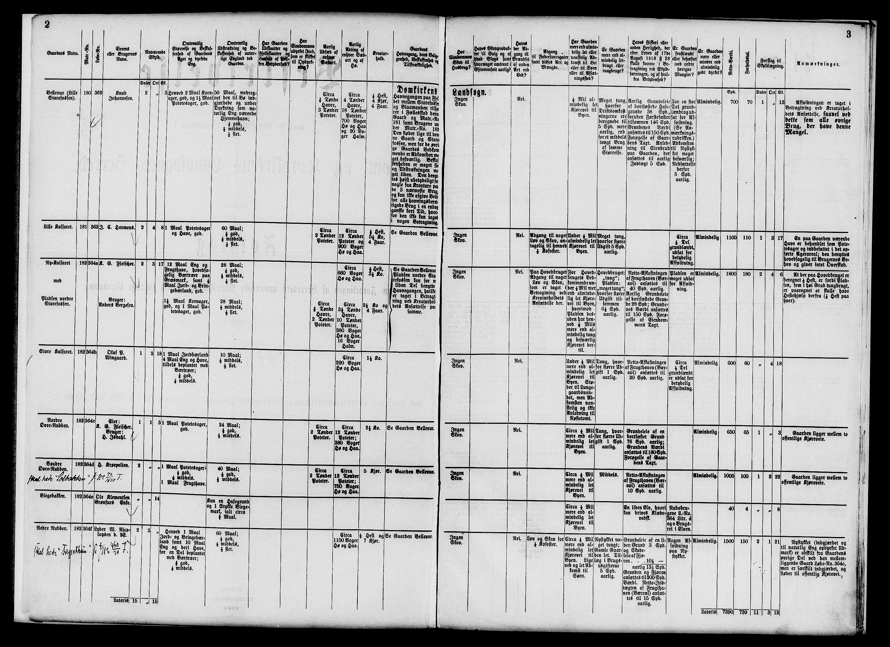 Matrikkelrevisjonen av 1863, AV/RA-S-1530/F/Fe/L0250: Dom og Korskirkens landsogn, 1863