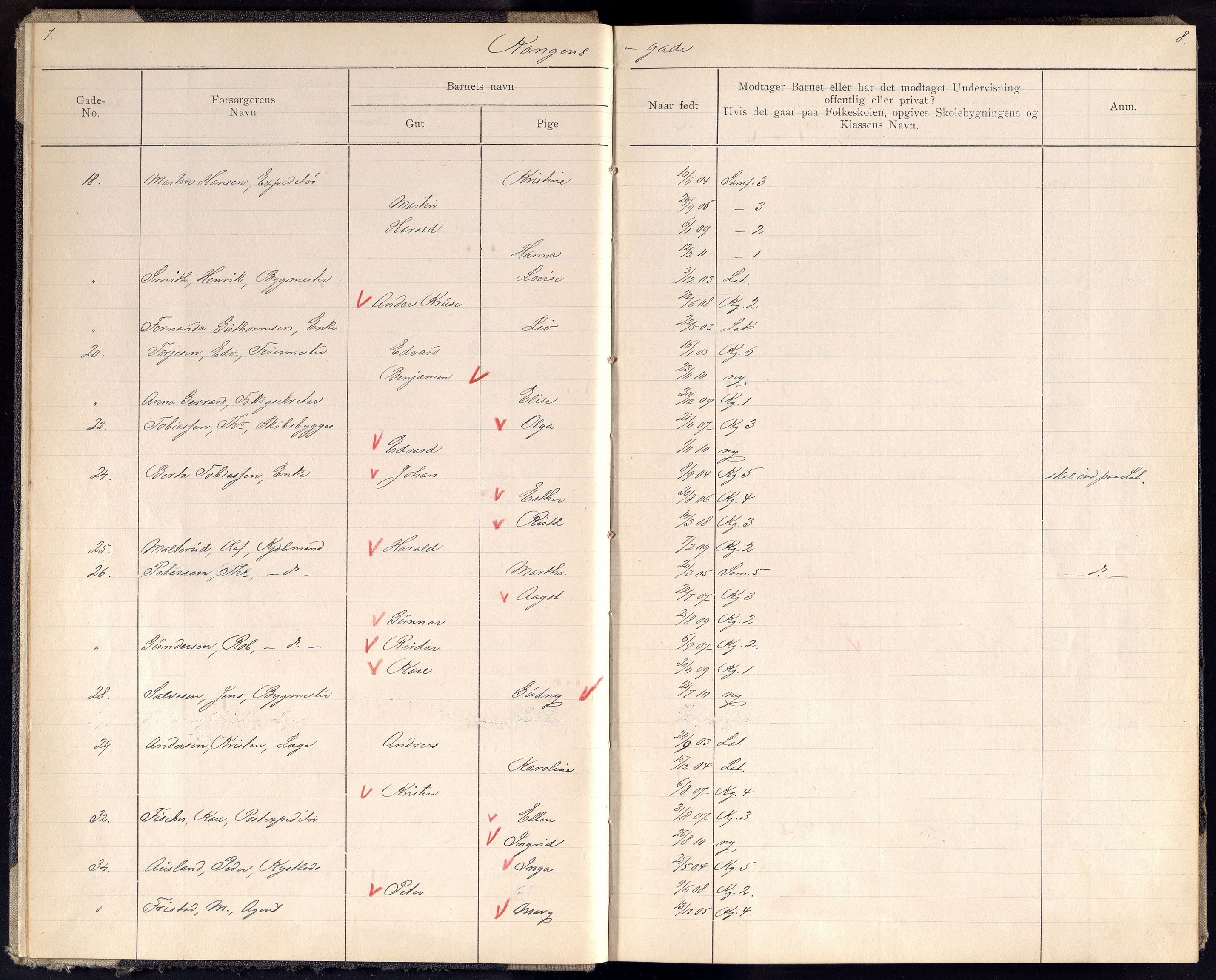 Kristiansand By - Skolekommisjonen/ -Styret, ARKSOR/1001KG510/J/Jb/L0023: Barnetelling, 1917