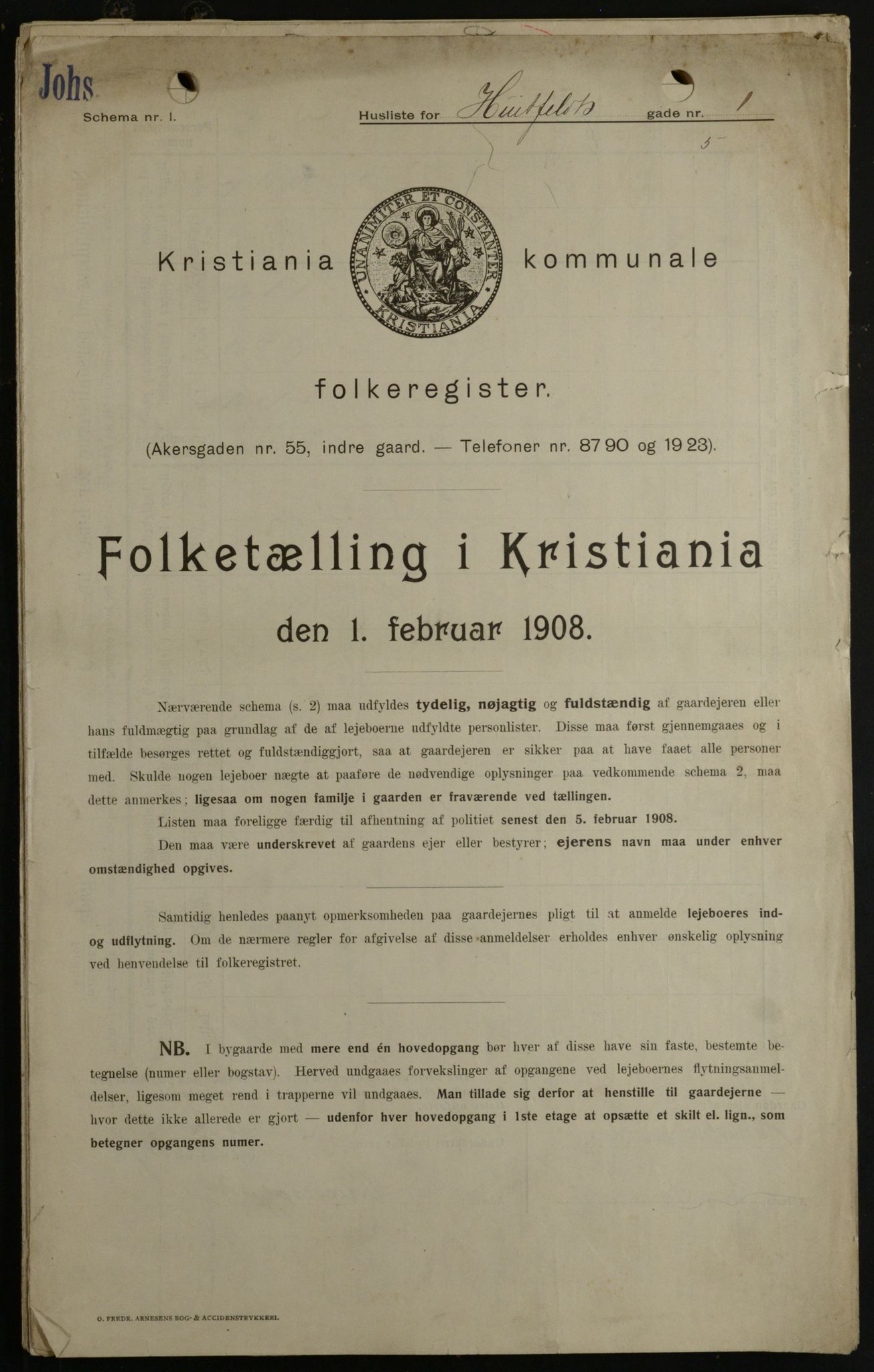 OBA, Kommunal folketelling 1.2.1908 for Kristiania kjøpstad, 1908, s. 37348
