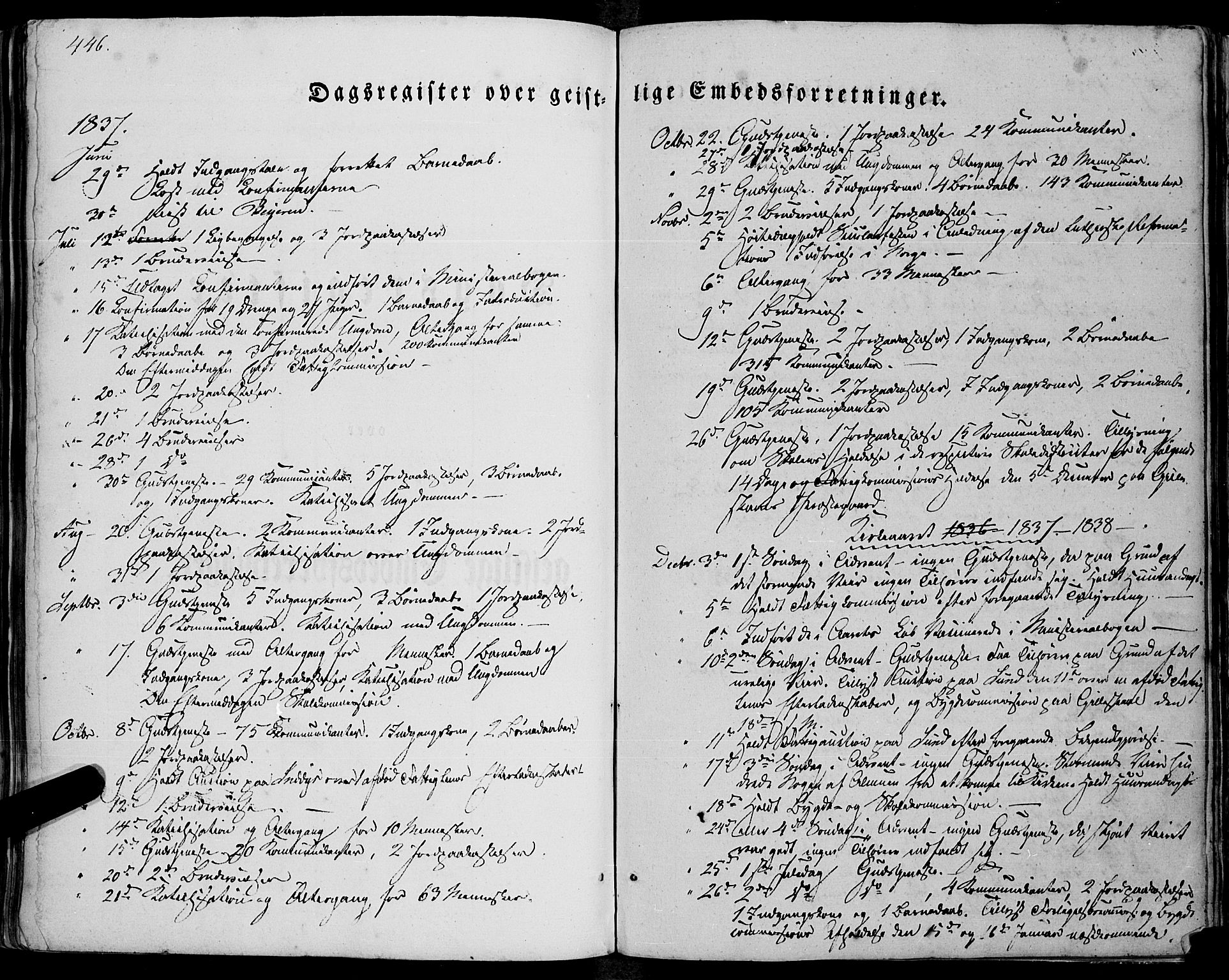 Ministerialprotokoller, klokkerbøker og fødselsregistre - Nordland, AV/SAT-A-1459/805/L0097: Ministerialbok nr. 805A04, 1837-1861, s. 446