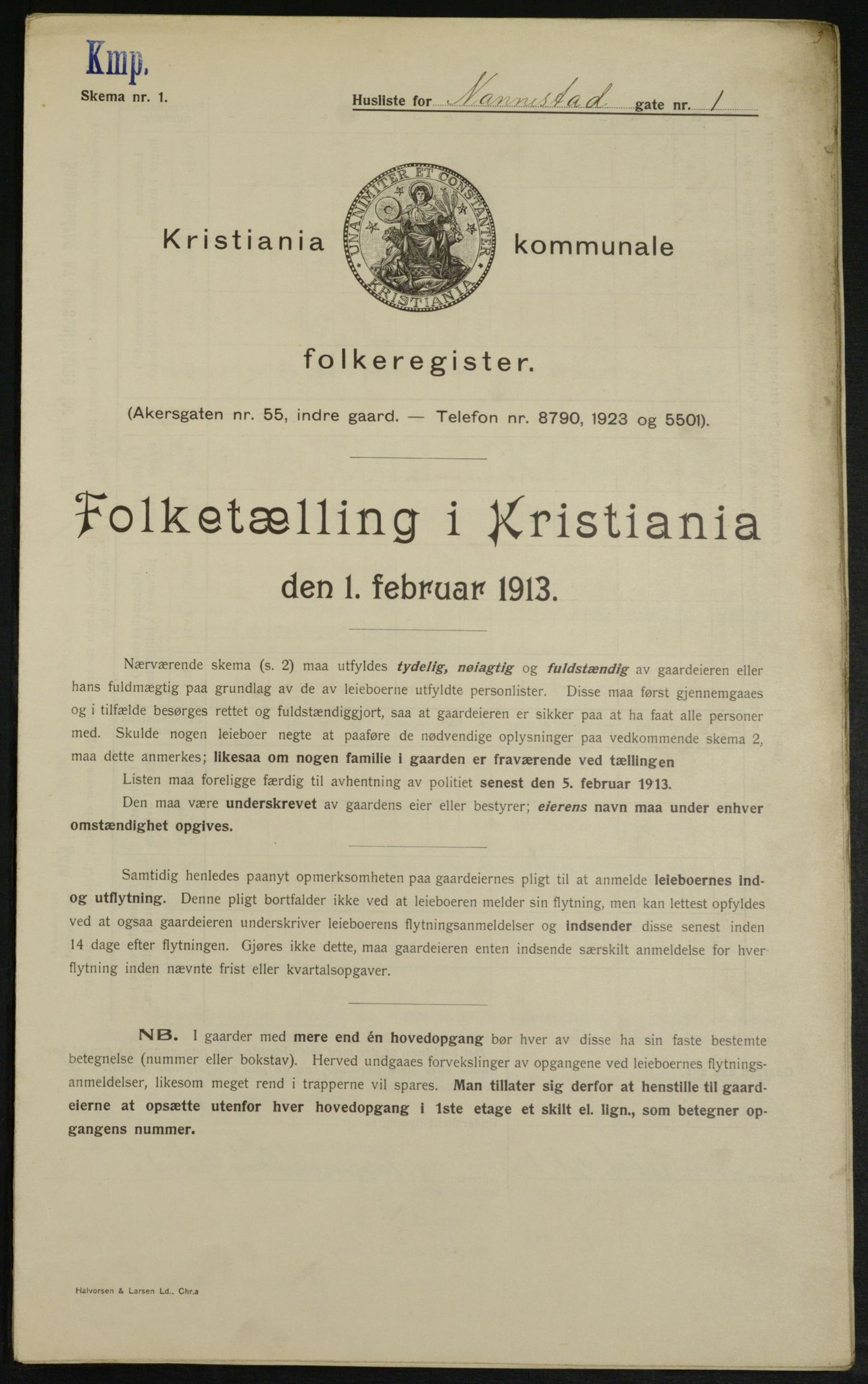 OBA, Kommunal folketelling 1.2.1913 for Kristiania, 1913, s. 68977