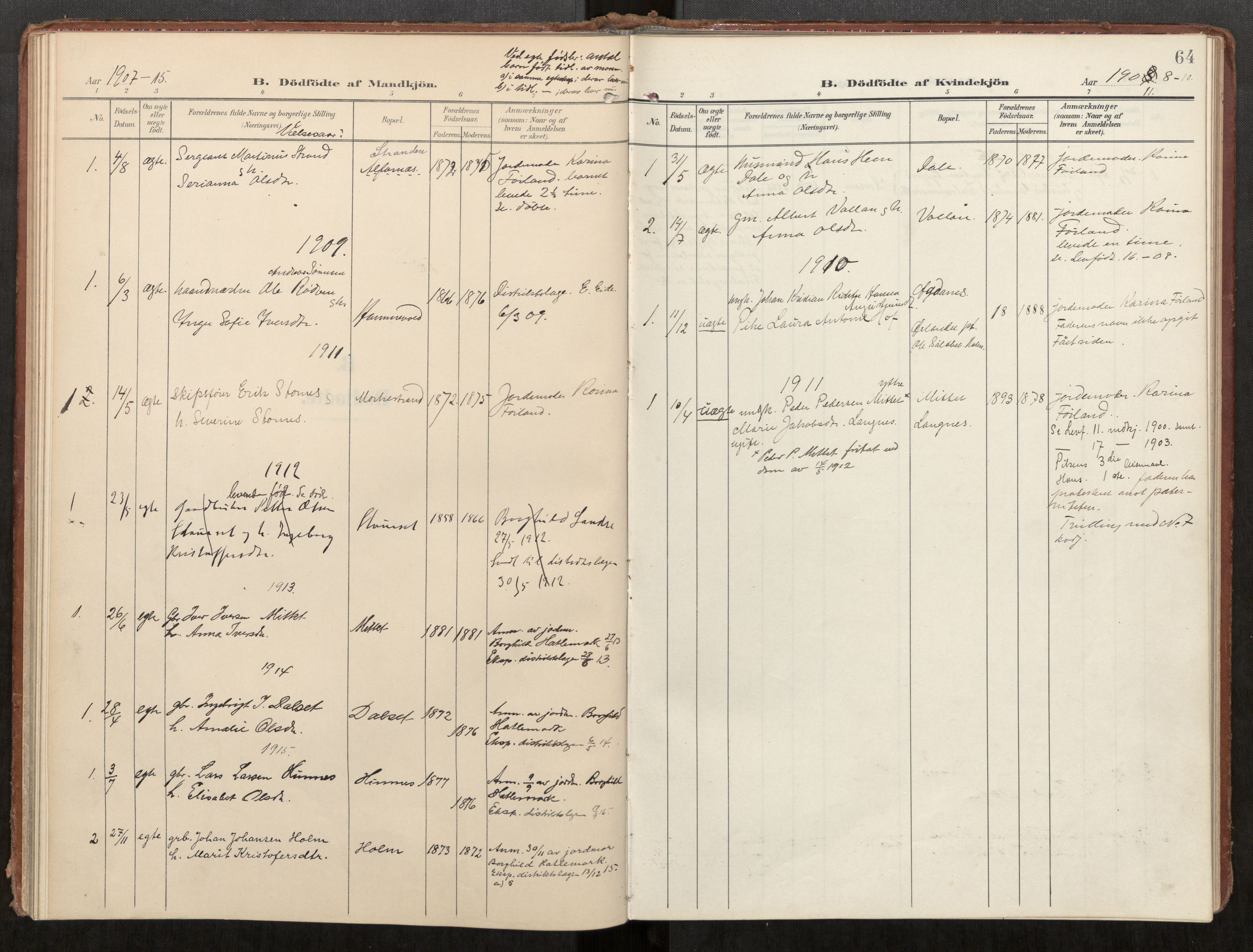 Ministerialprotokoller, klokkerbøker og fødselsregistre - Møre og Romsdal, AV/SAT-A-1454/549/L0618: Ministerialbok nr. 549A01, 1906-1927, s. 64