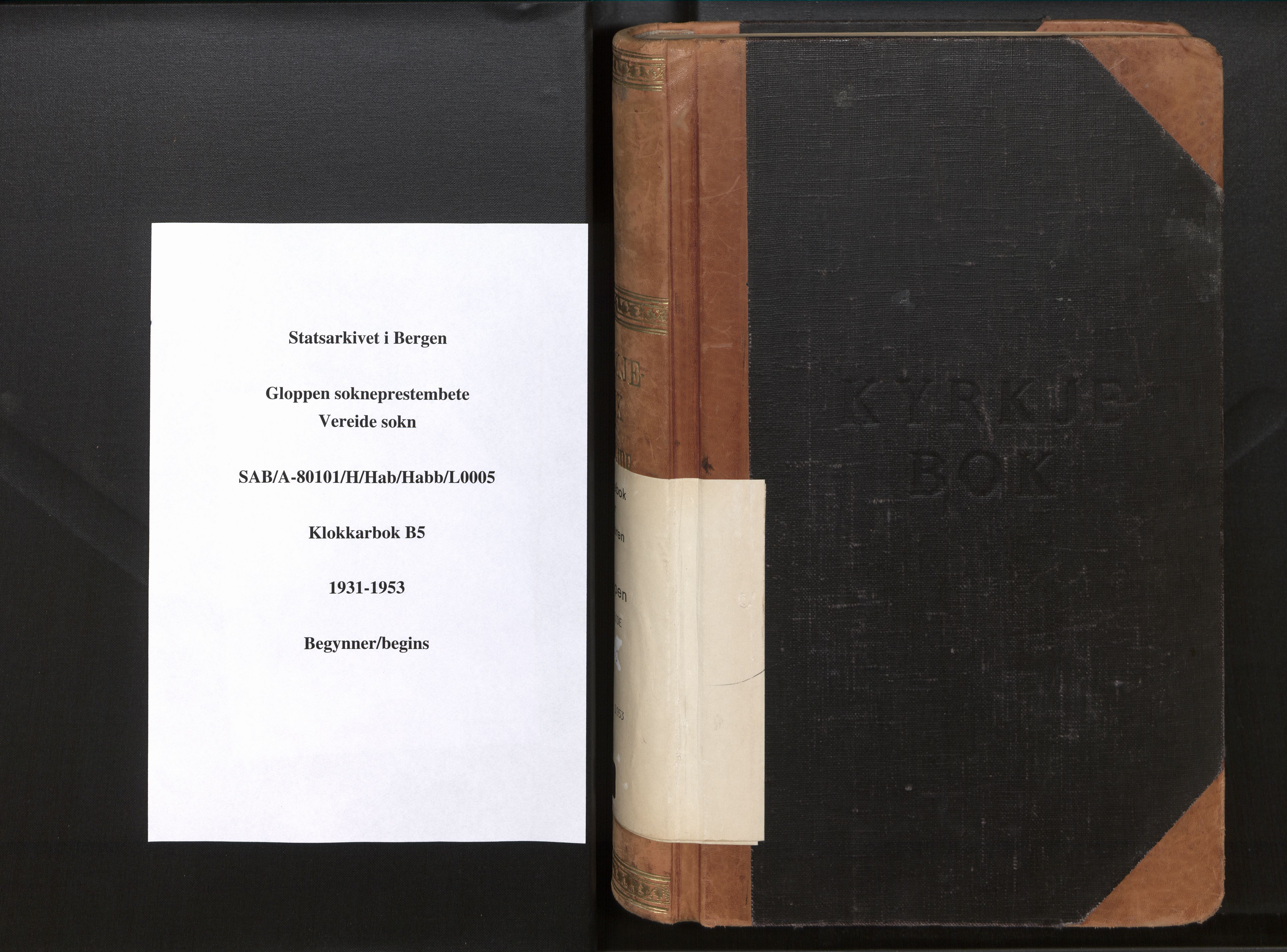Gloppen sokneprestembete, SAB/A-80101/H/Hab/Habb/L0005: Klokkerbok nr. B 5, 1931-1953