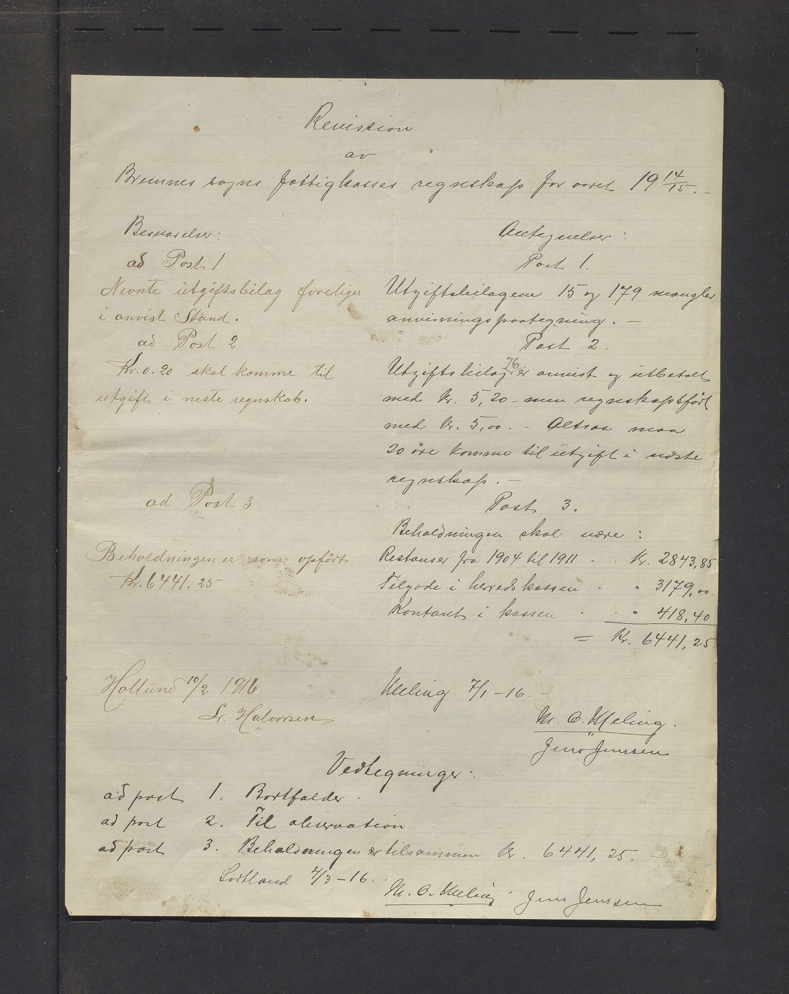 Bremnes kommune. Fattigkassen. Bremnes sokn / kommune, IKAH/1220-121.2/R/Ra/L0001/0006: Årsrekneskap / Årsrekneskap m/bilag 1 - 99, 1914-1915