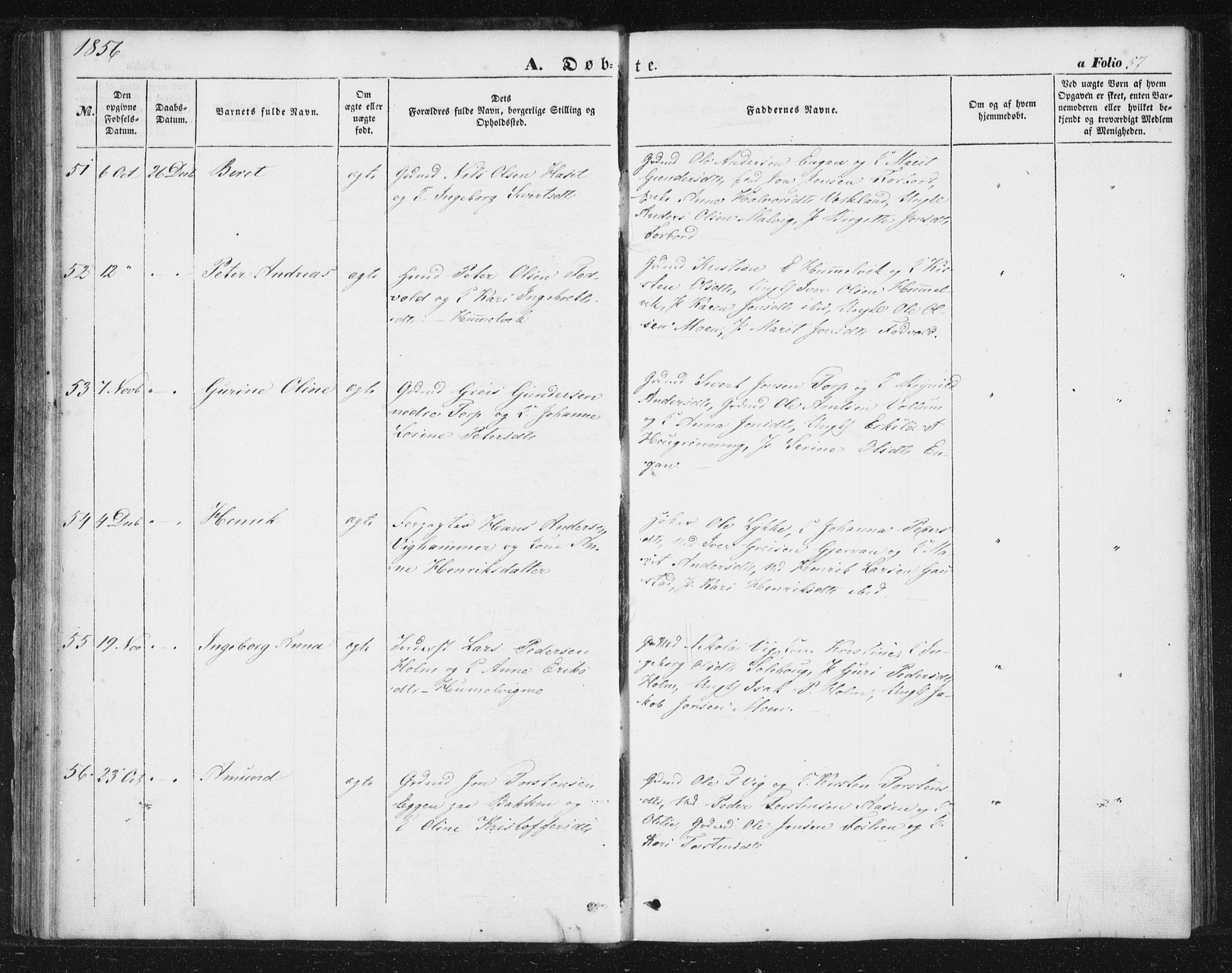 Ministerialprotokoller, klokkerbøker og fødselsregistre - Sør-Trøndelag, SAT/A-1456/616/L0407: Ministerialbok nr. 616A04, 1848-1856, s. 57