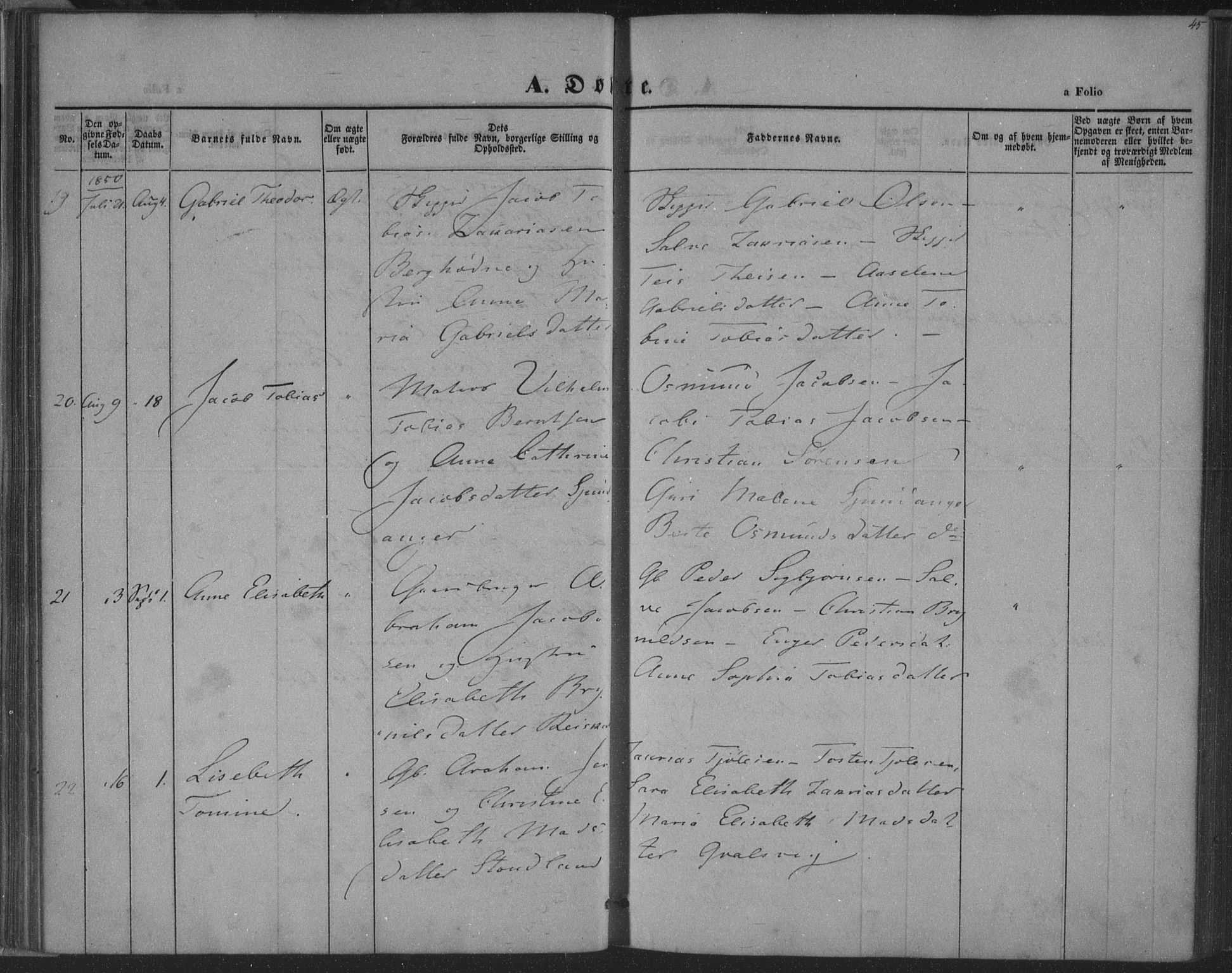 Herad sokneprestkontor, AV/SAK-1111-0018/F/Fa/Fab/L0003: Ministerialbok nr. A 3, 1844-1853, s. 45