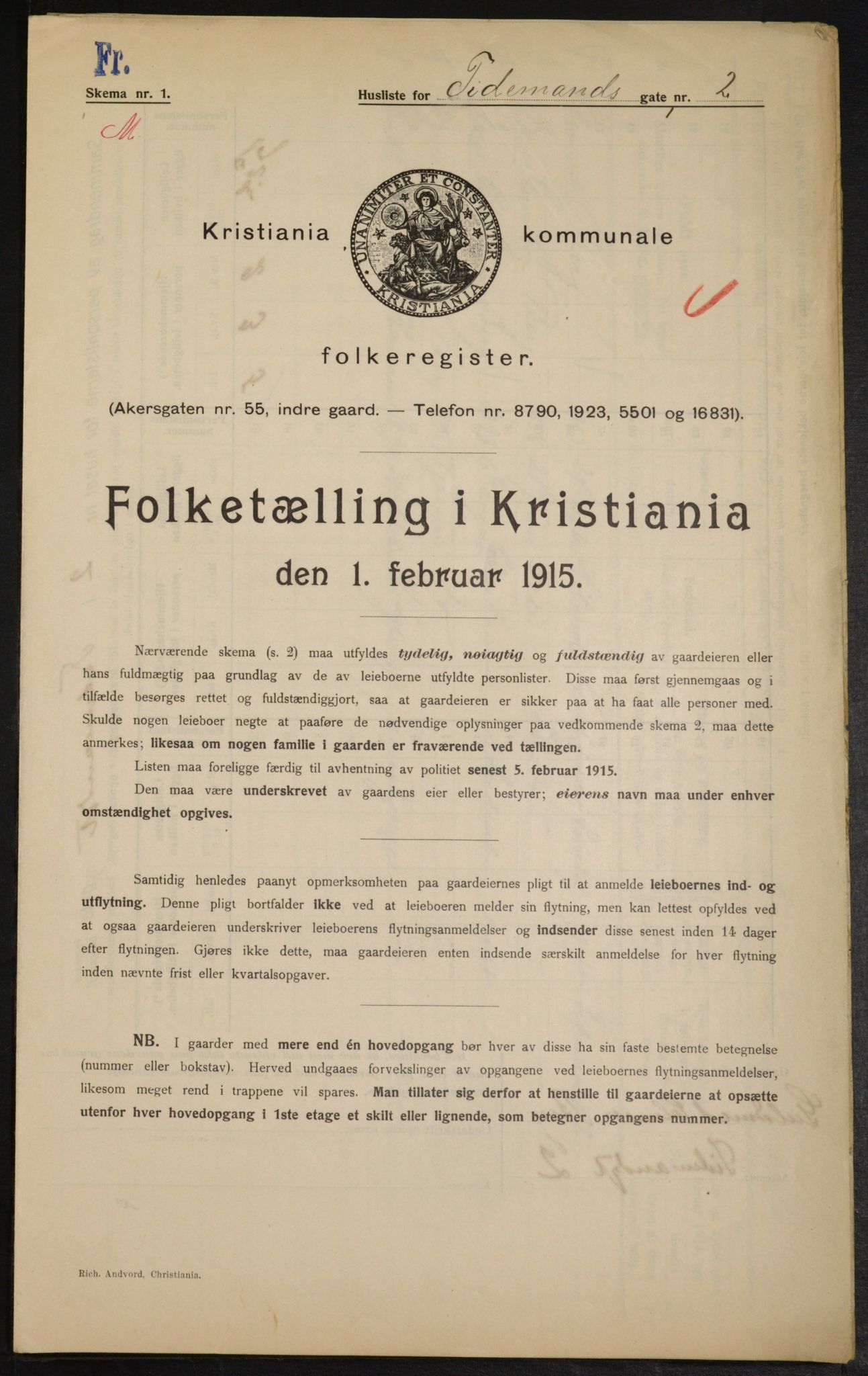 OBA, Kommunal folketelling 1.2.1915 for Kristiania, 1915, s. 111792