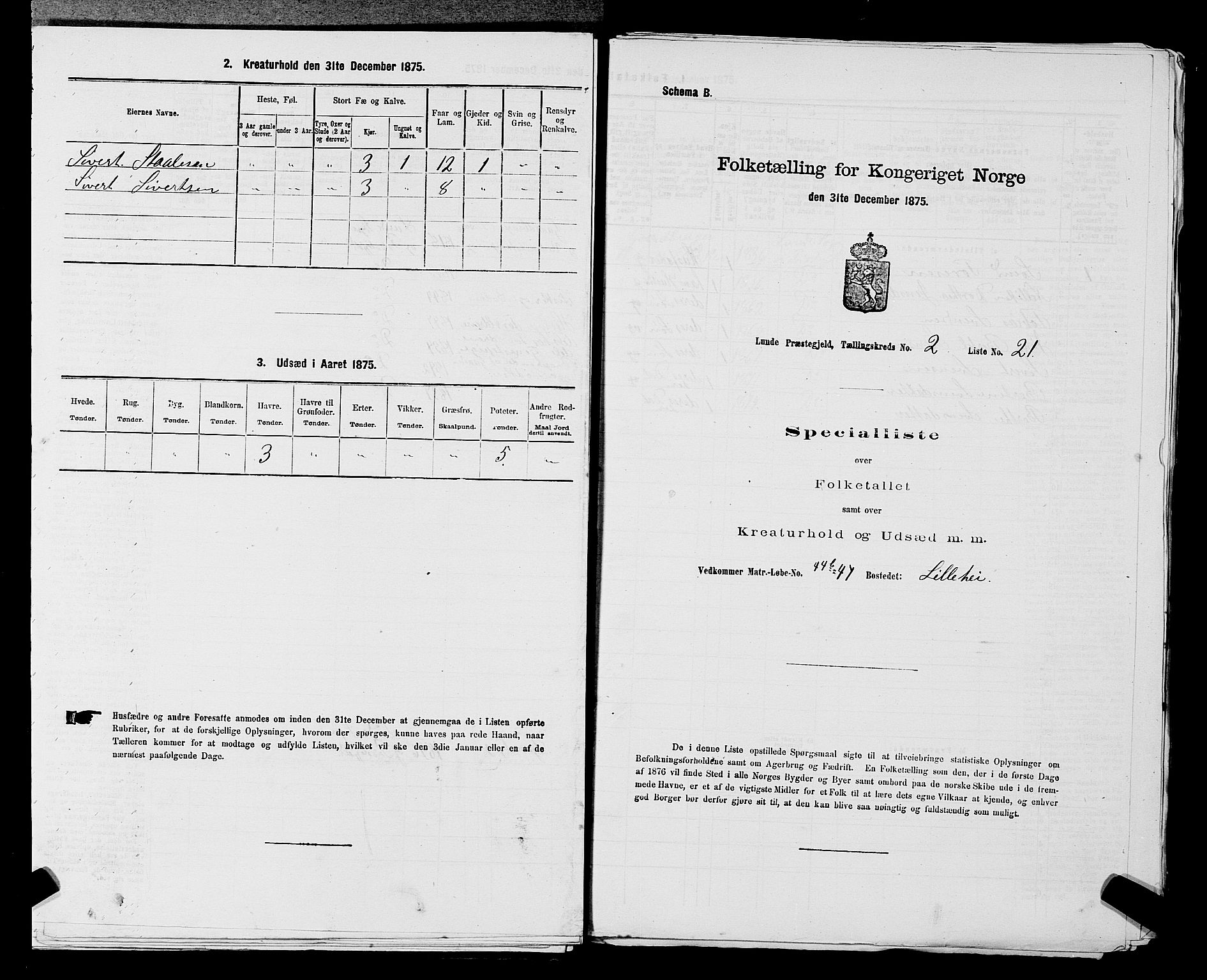 SAST, Folketelling 1875 for 1112P Lund prestegjeld, 1875, s. 147