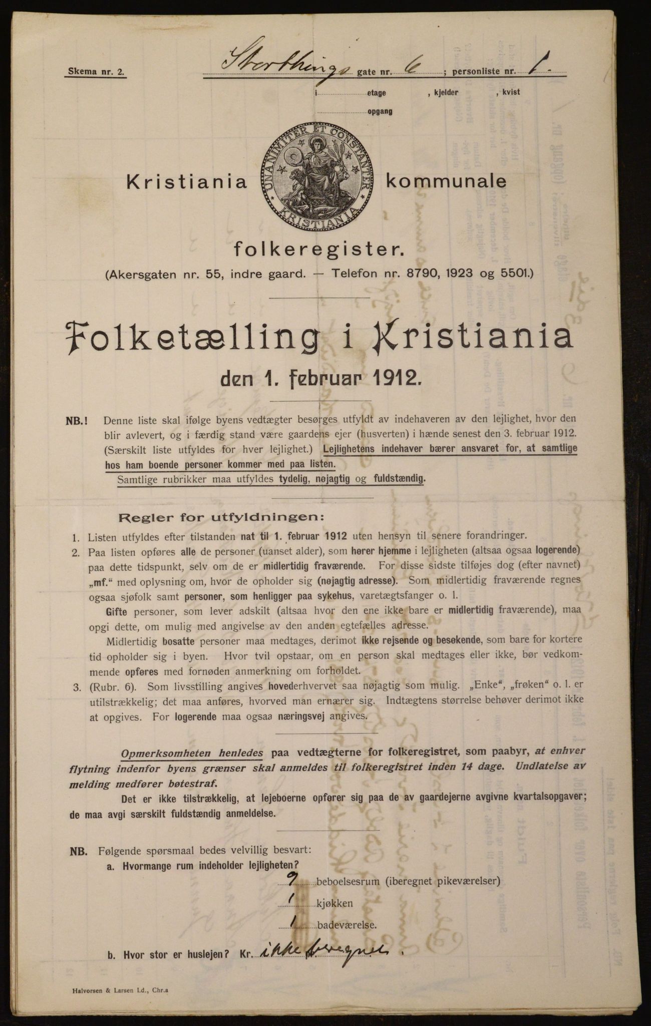 OBA, Kommunal folketelling 1.2.1912 for Kristiania, 1912, s. 103586