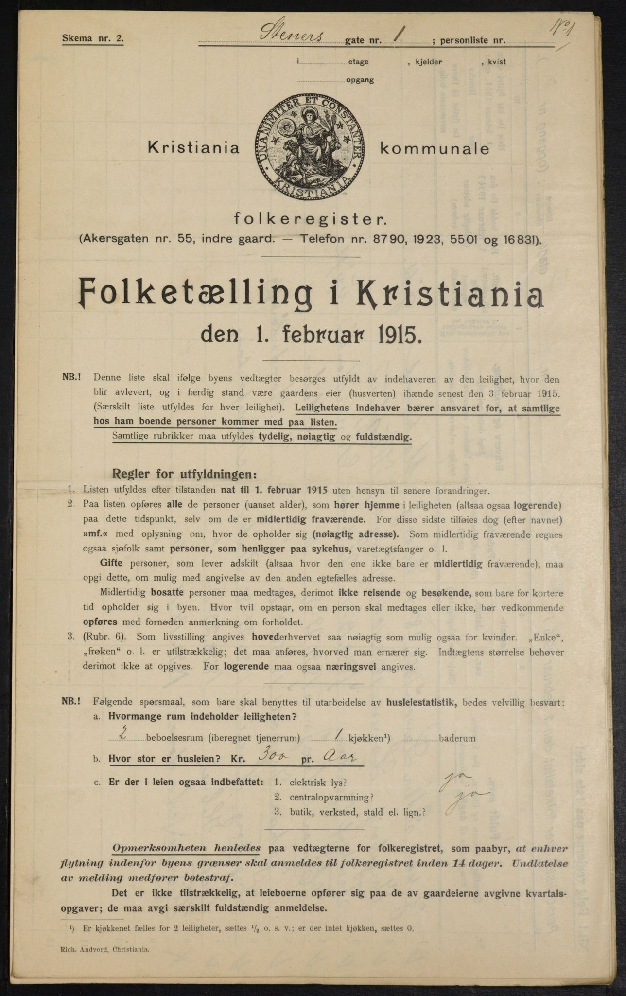 OBA, Kommunal folketelling 1.2.1915 for Kristiania, 1915, s. 101395