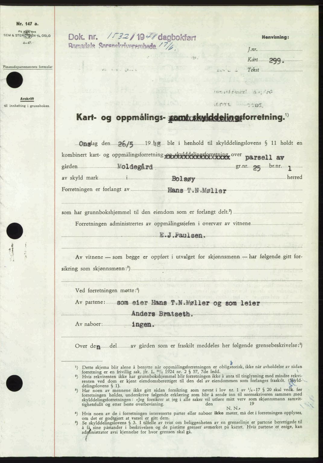 Romsdal sorenskriveri, SAT/A-4149/1/2/2C: Pantebok nr. A26, 1948-1948, Dagboknr: 1532/1948