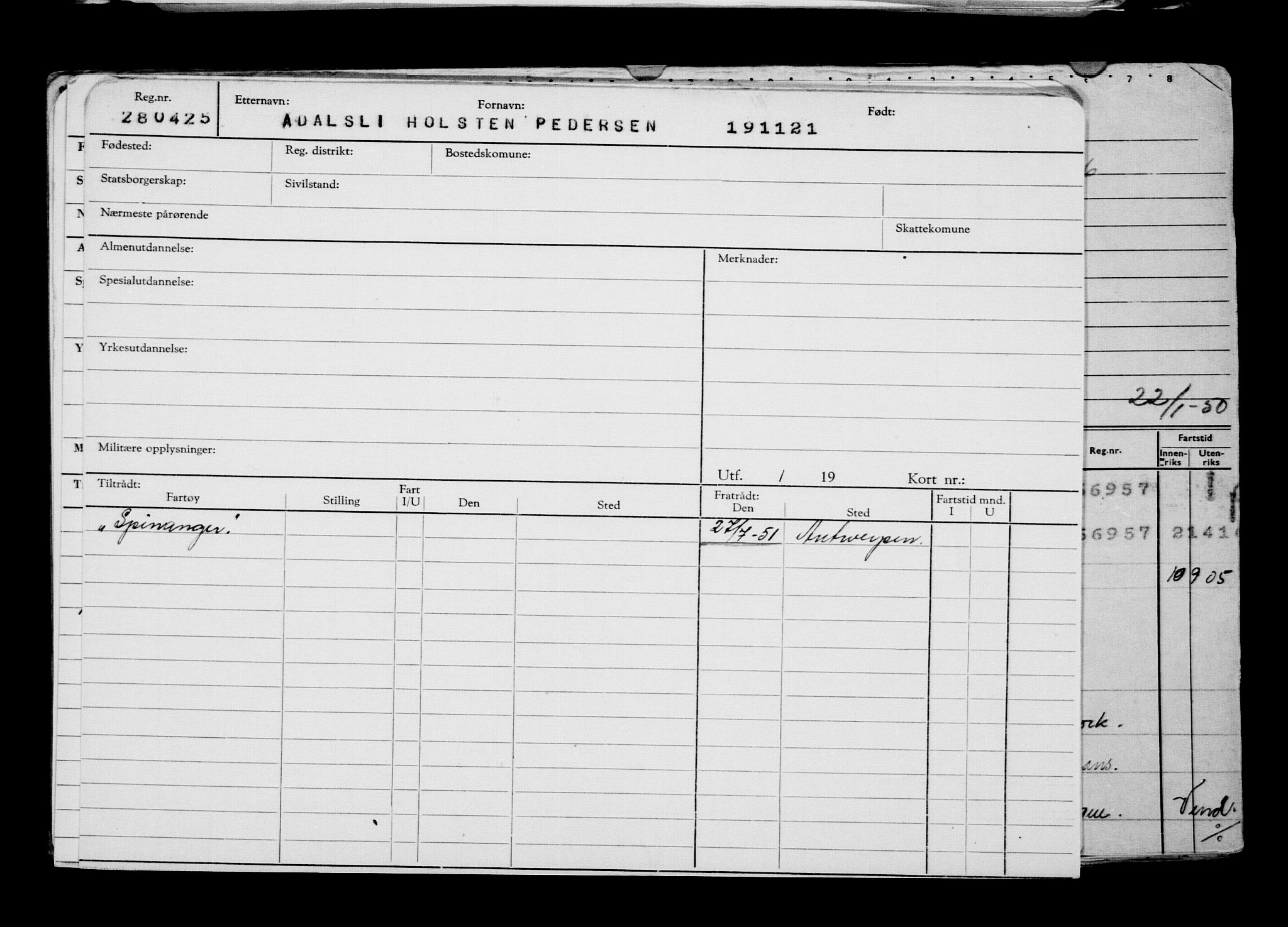 Direktoratet for sjømenn, RA/S-3545/G/Gb/L0200: Hovedkort, 1921, s. 104