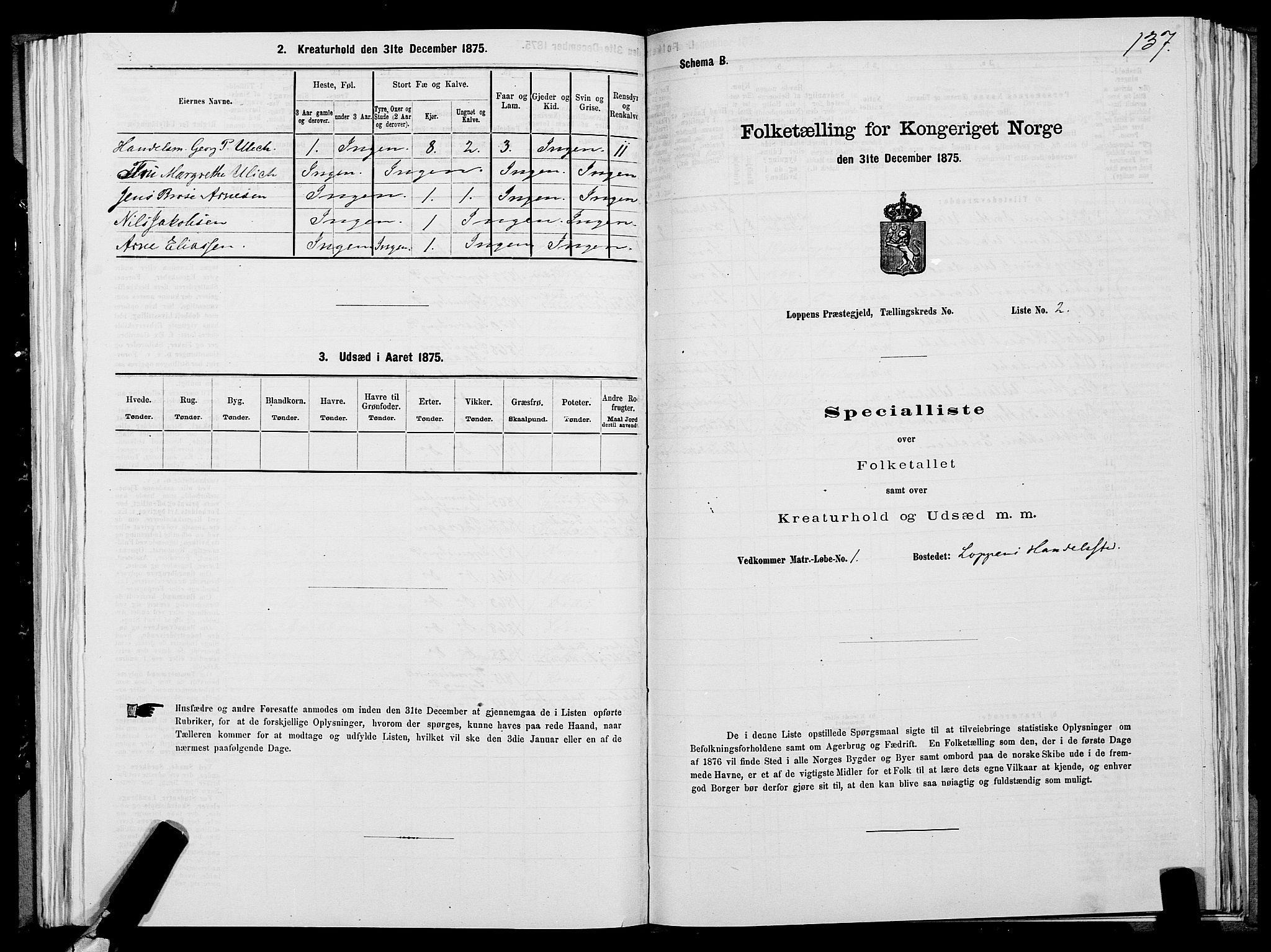 SATØ, Folketelling 1875 for 2014P Loppa prestegjeld, 1875, s. 2137